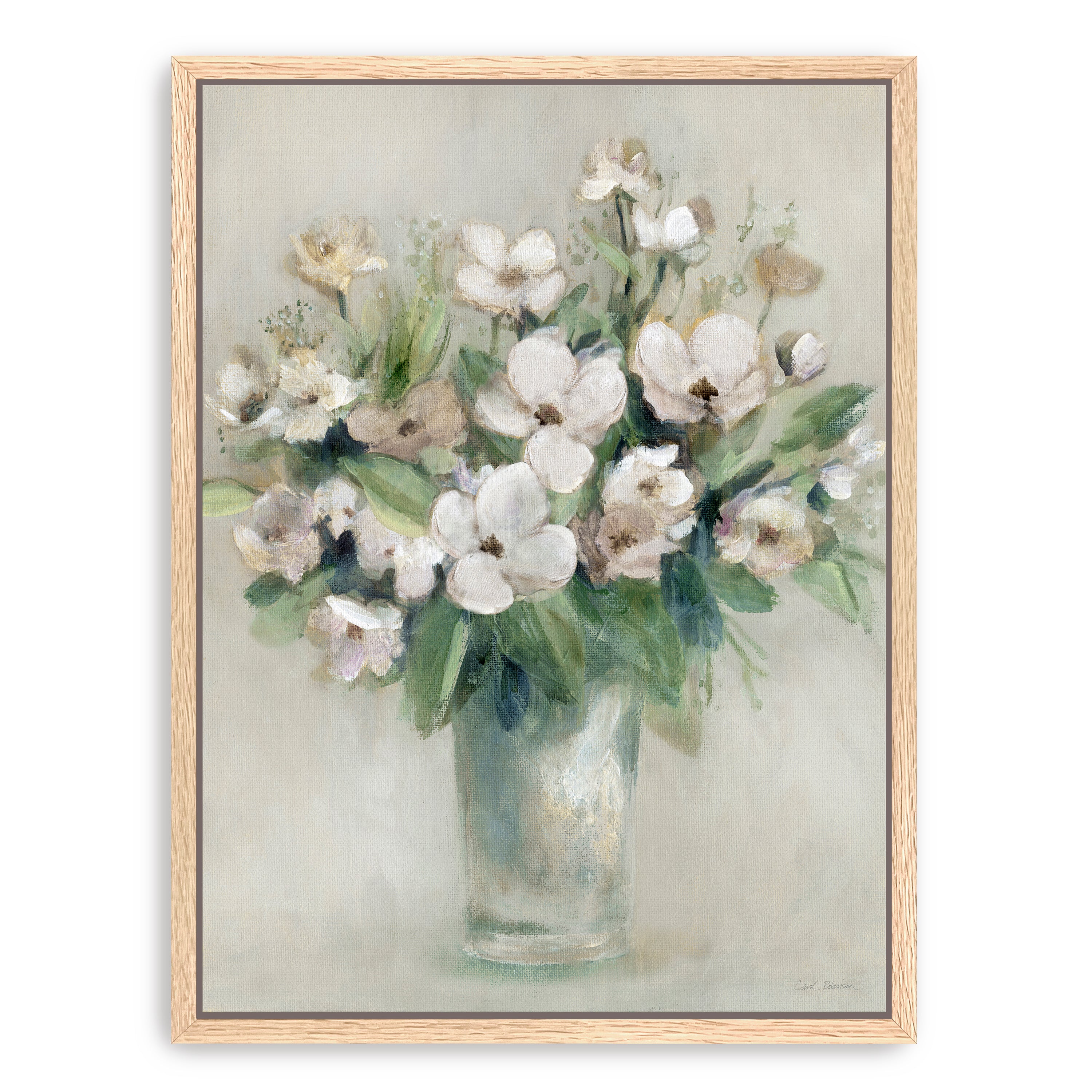 Softly Blooming White I Canvas Giclee