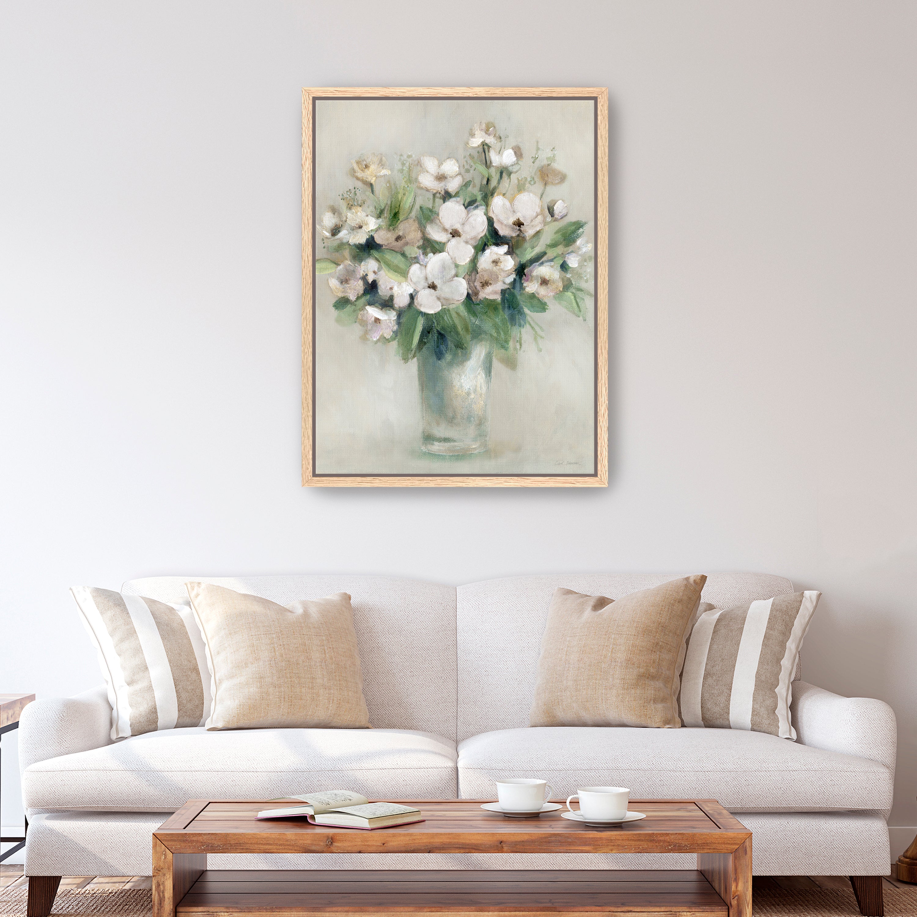 Softly Blooming White I Canvas Giclee