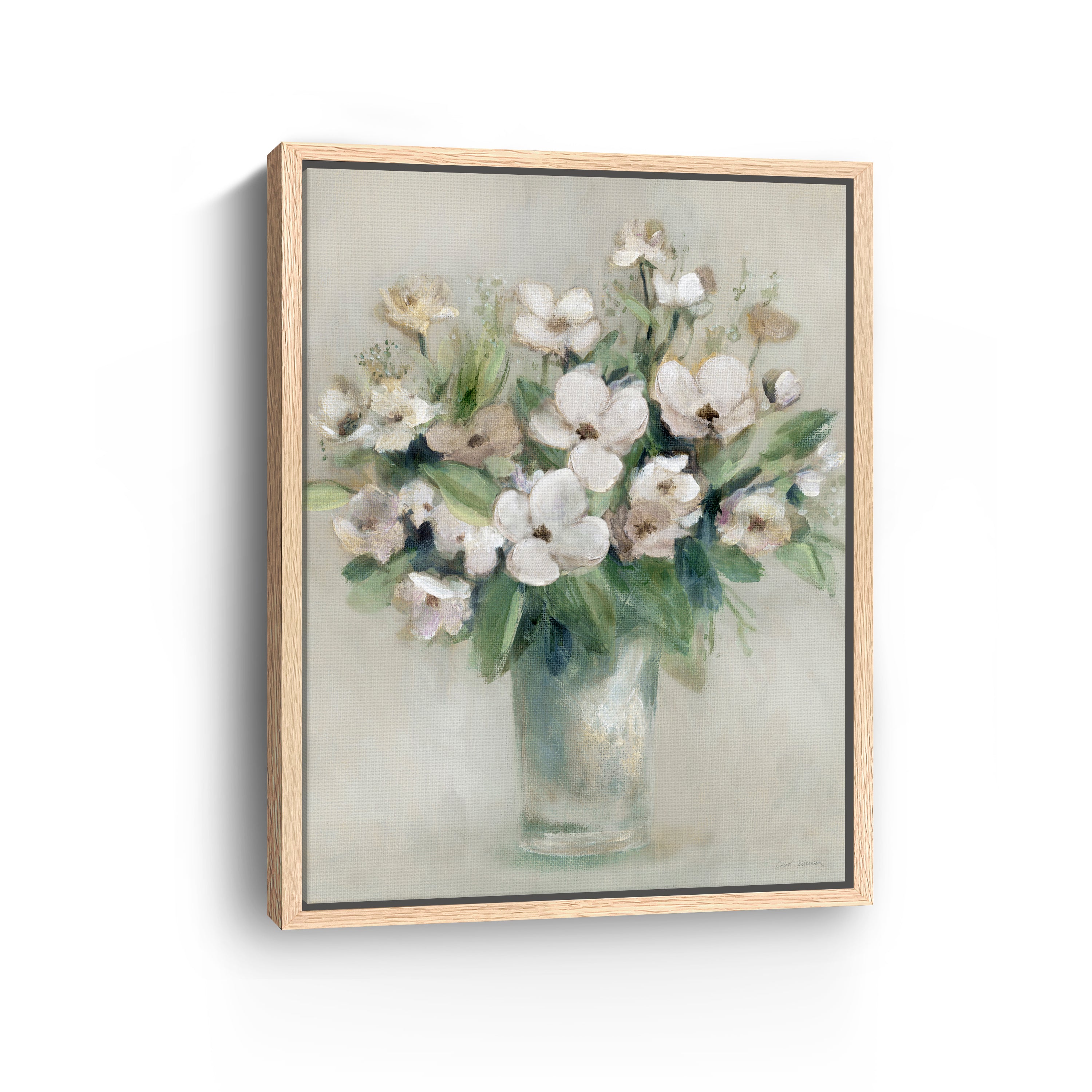 Softly Blooming White I Canvas Giclee