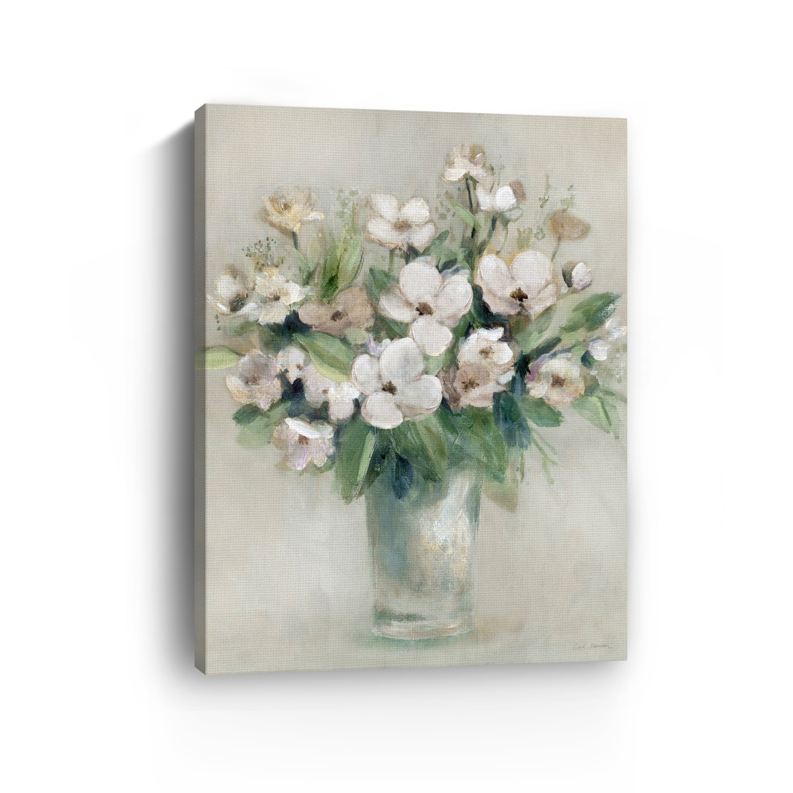 Softly Blooming White I Canvas Giclee