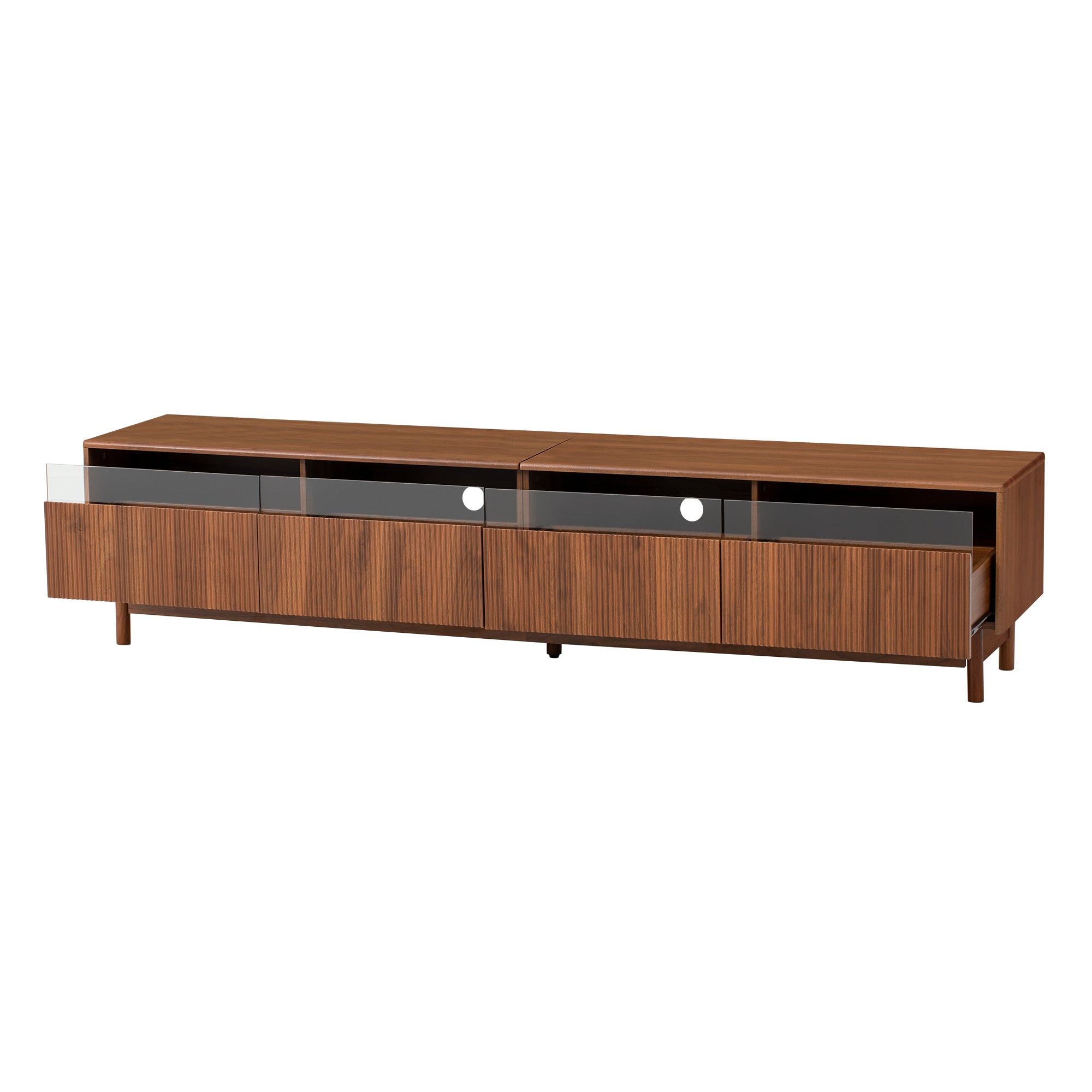 Modern Entertainment Center with Fluted Glass Drawers