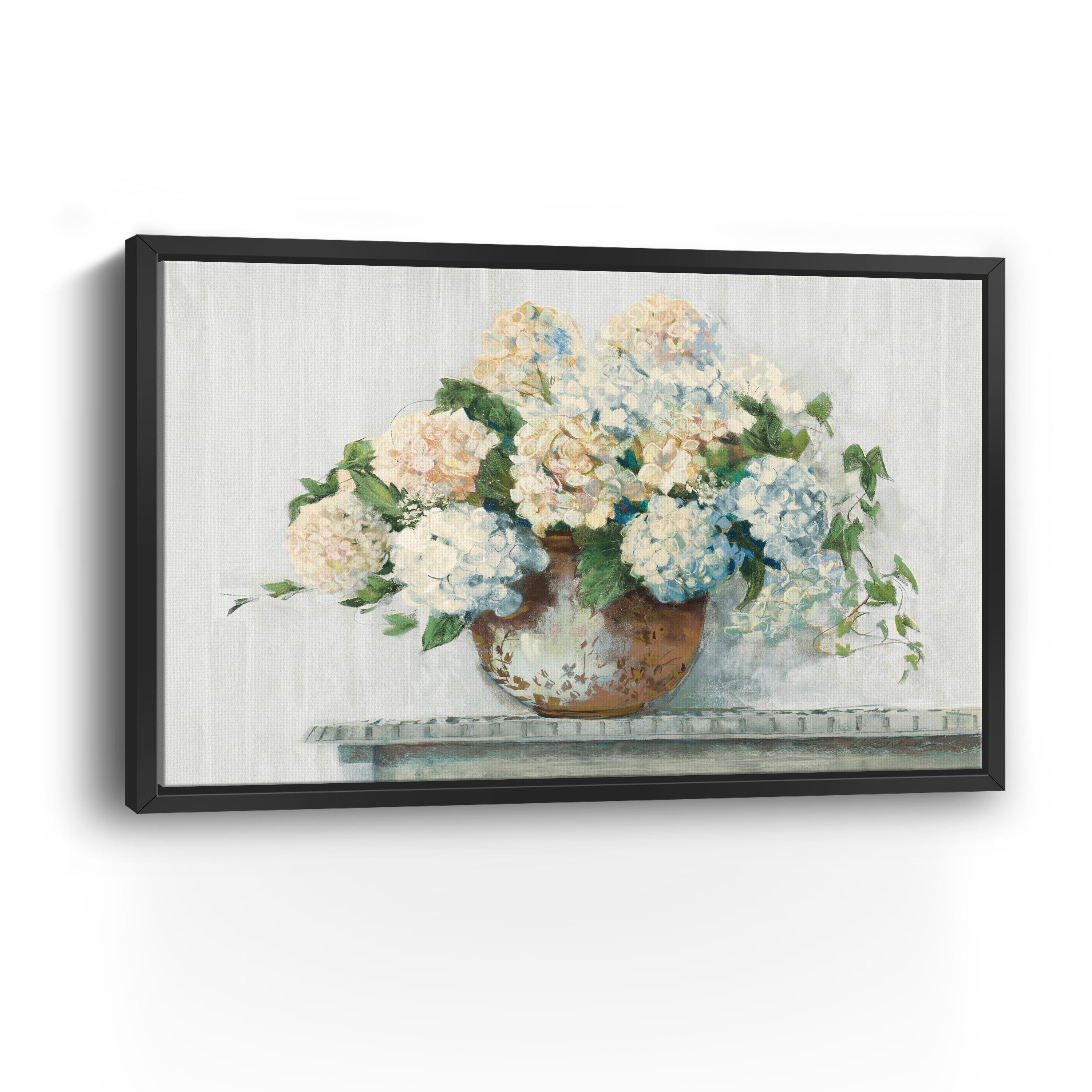 White Hydrangea Cottage Canvas Giclee