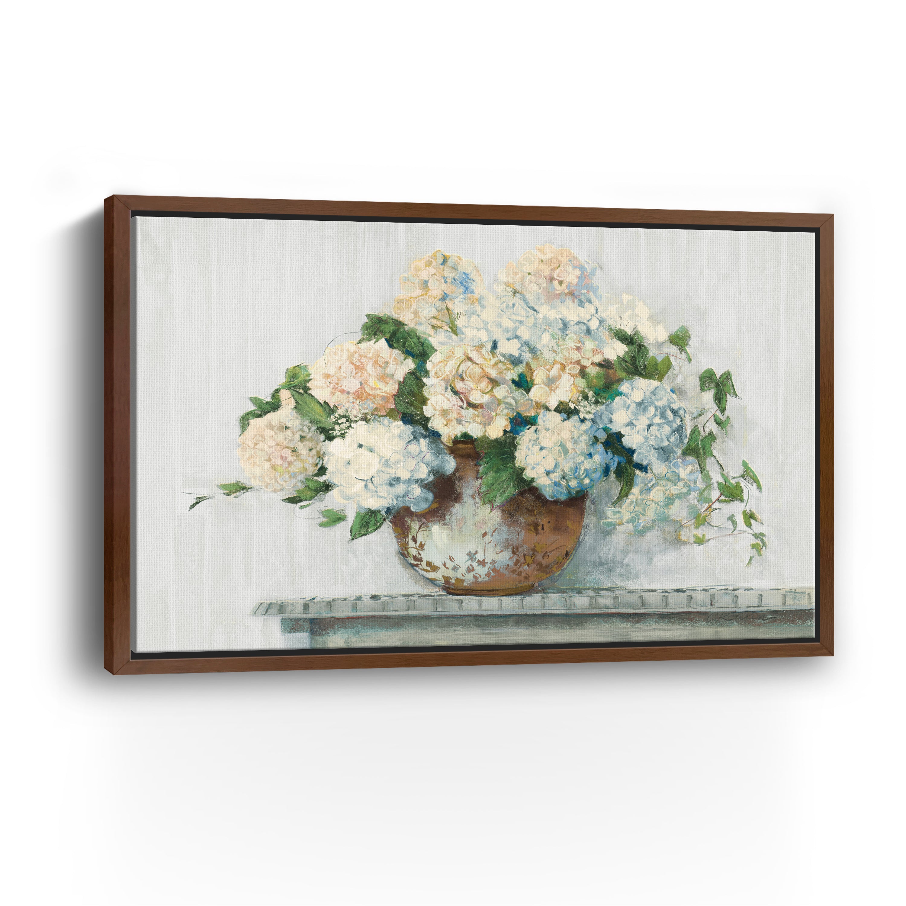 White Hydrangea Cottage Canvas Giclee