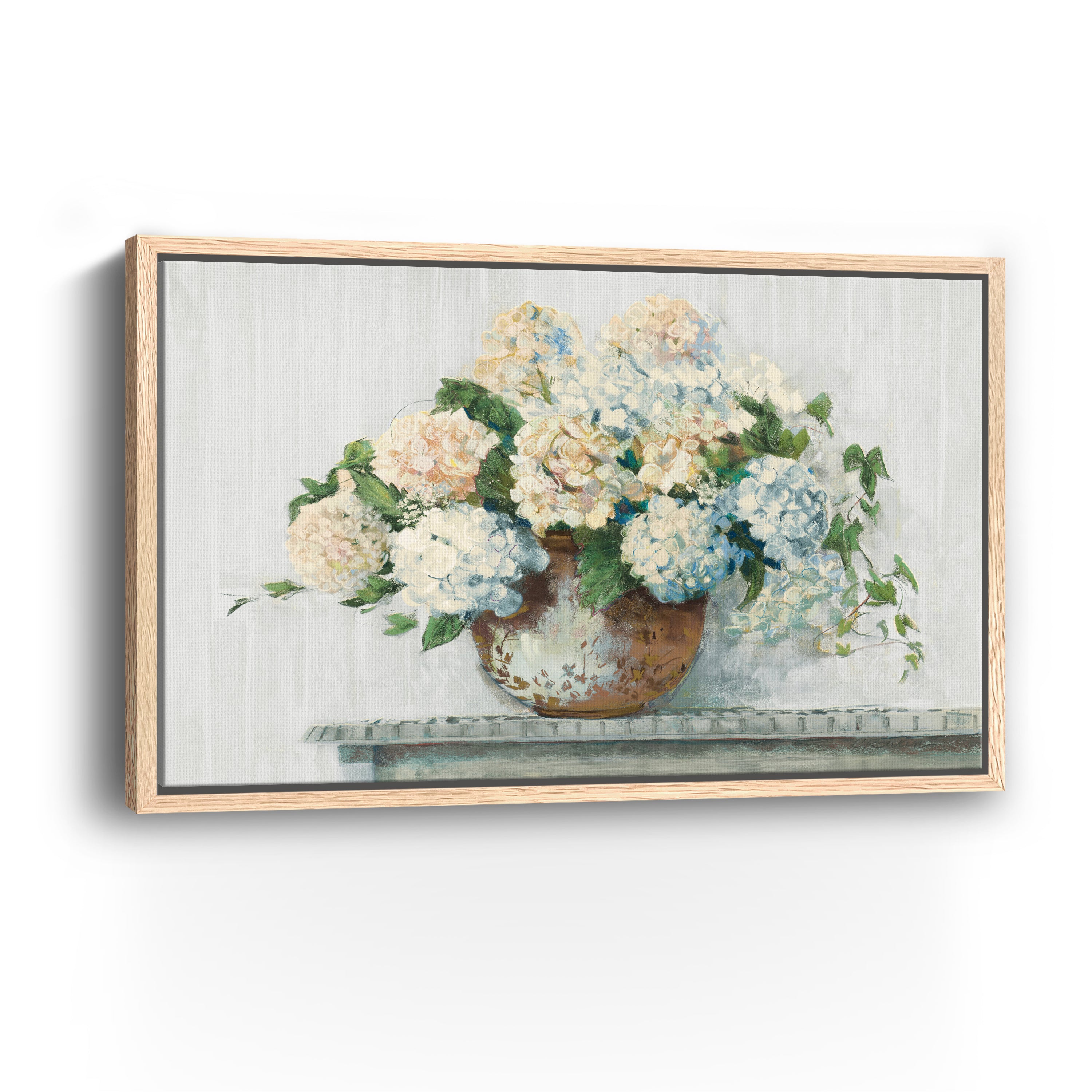 White Hydrangea Cottage Canvas Giclee