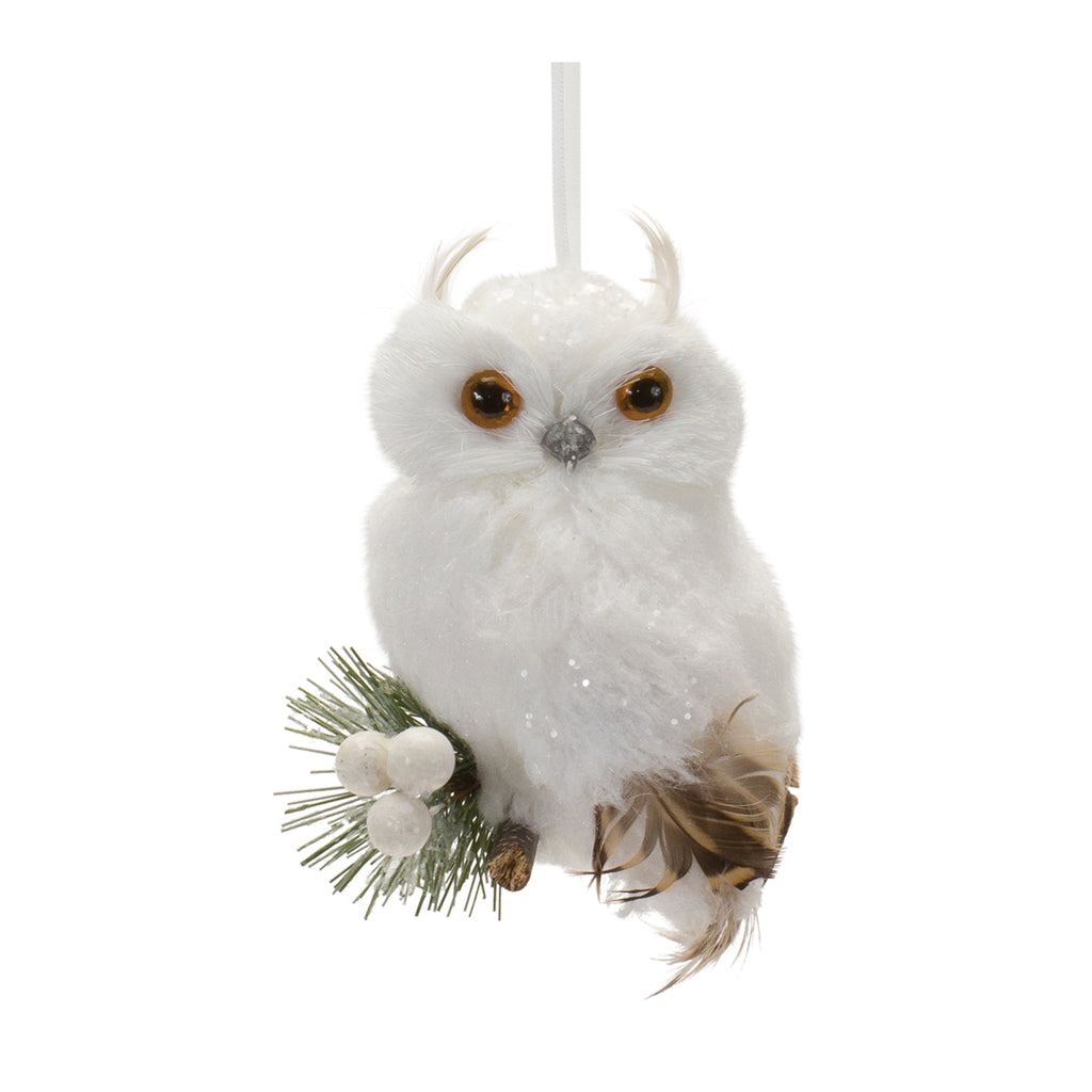 Feathered Owl Ornament, Set of 6