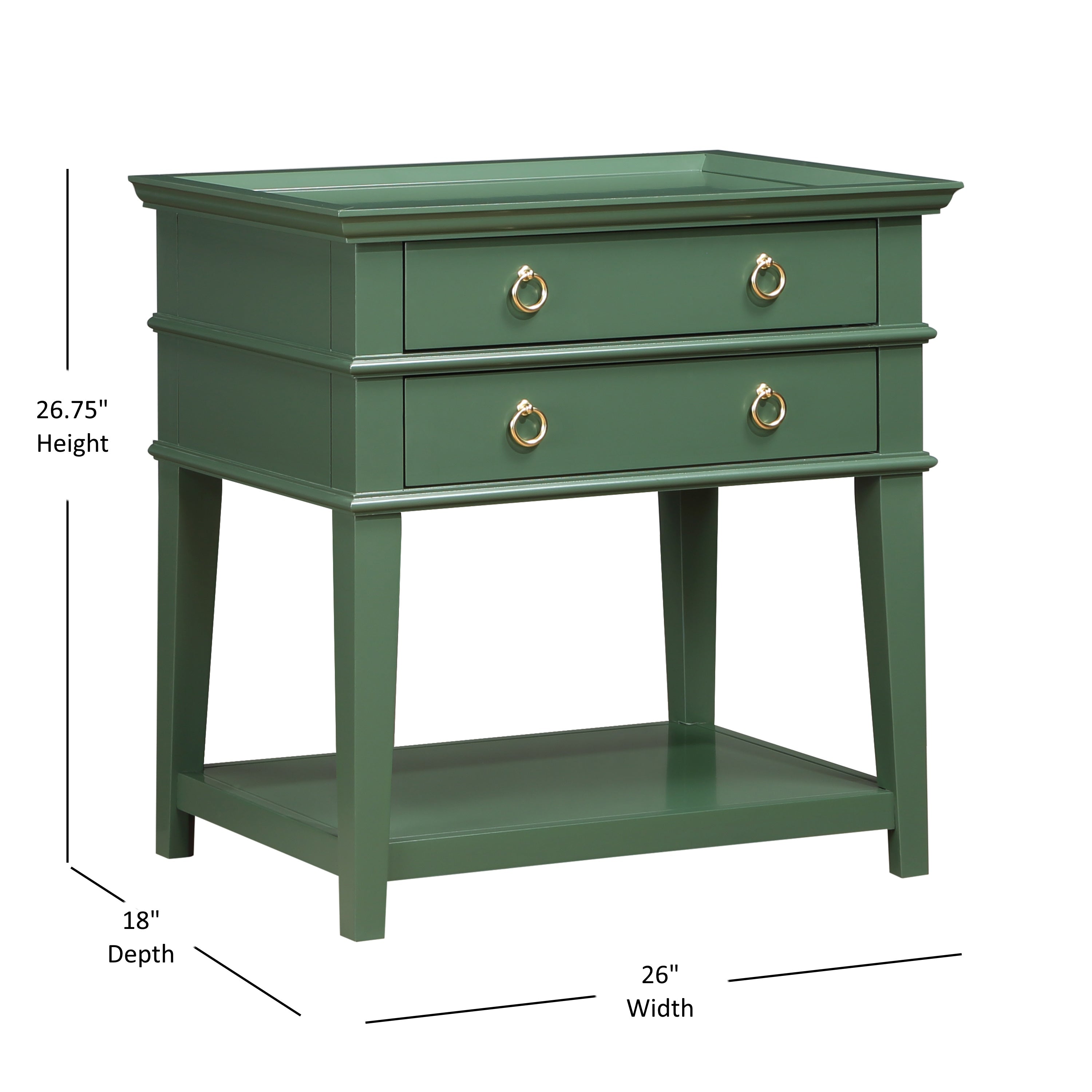 Carmona 2-Drawer Tray Top Nightstand