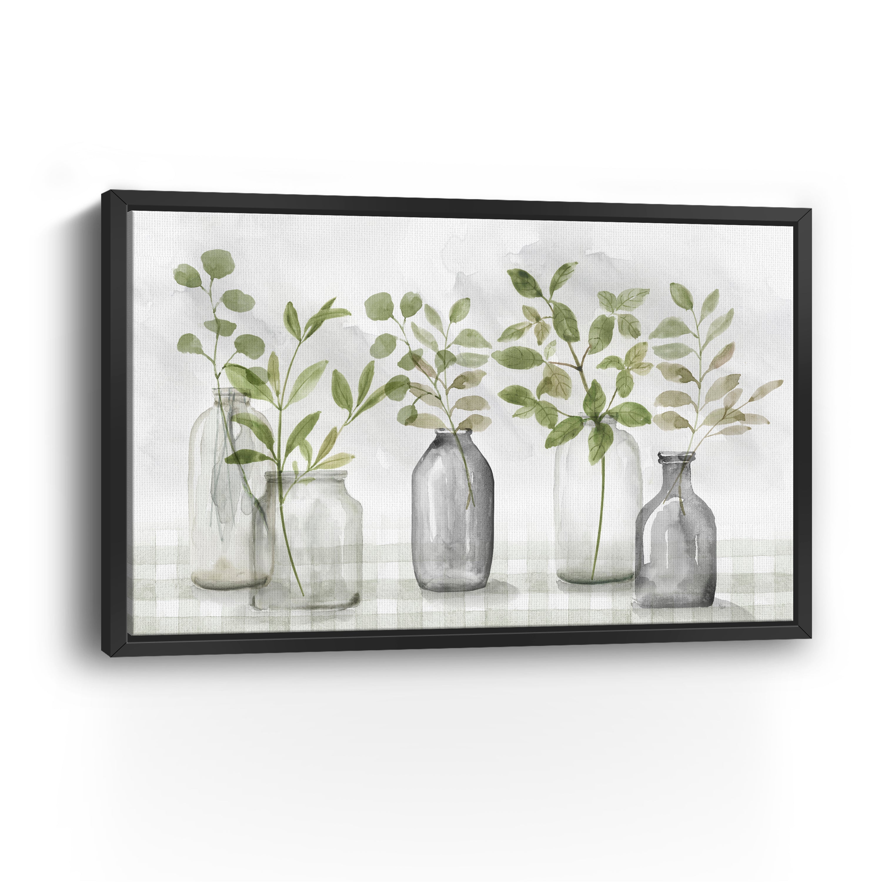 Gingham & Foliage Canvas Giclee