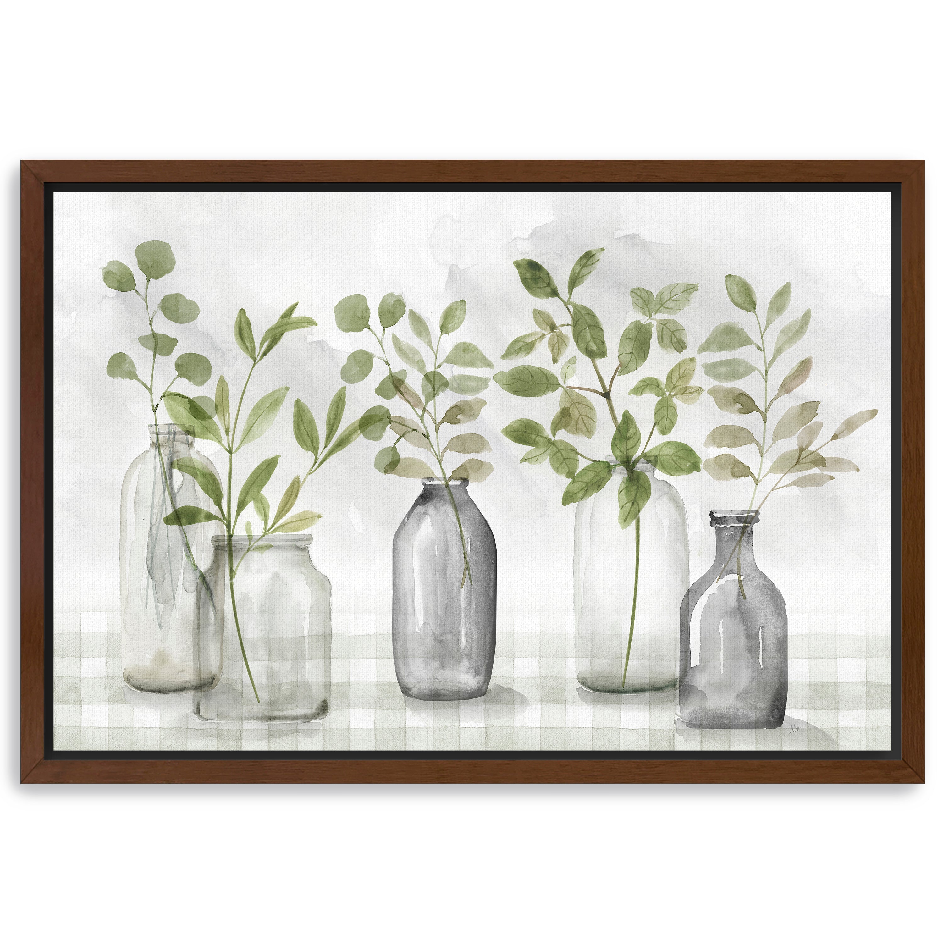 Gingham & Foliage Canvas Giclee