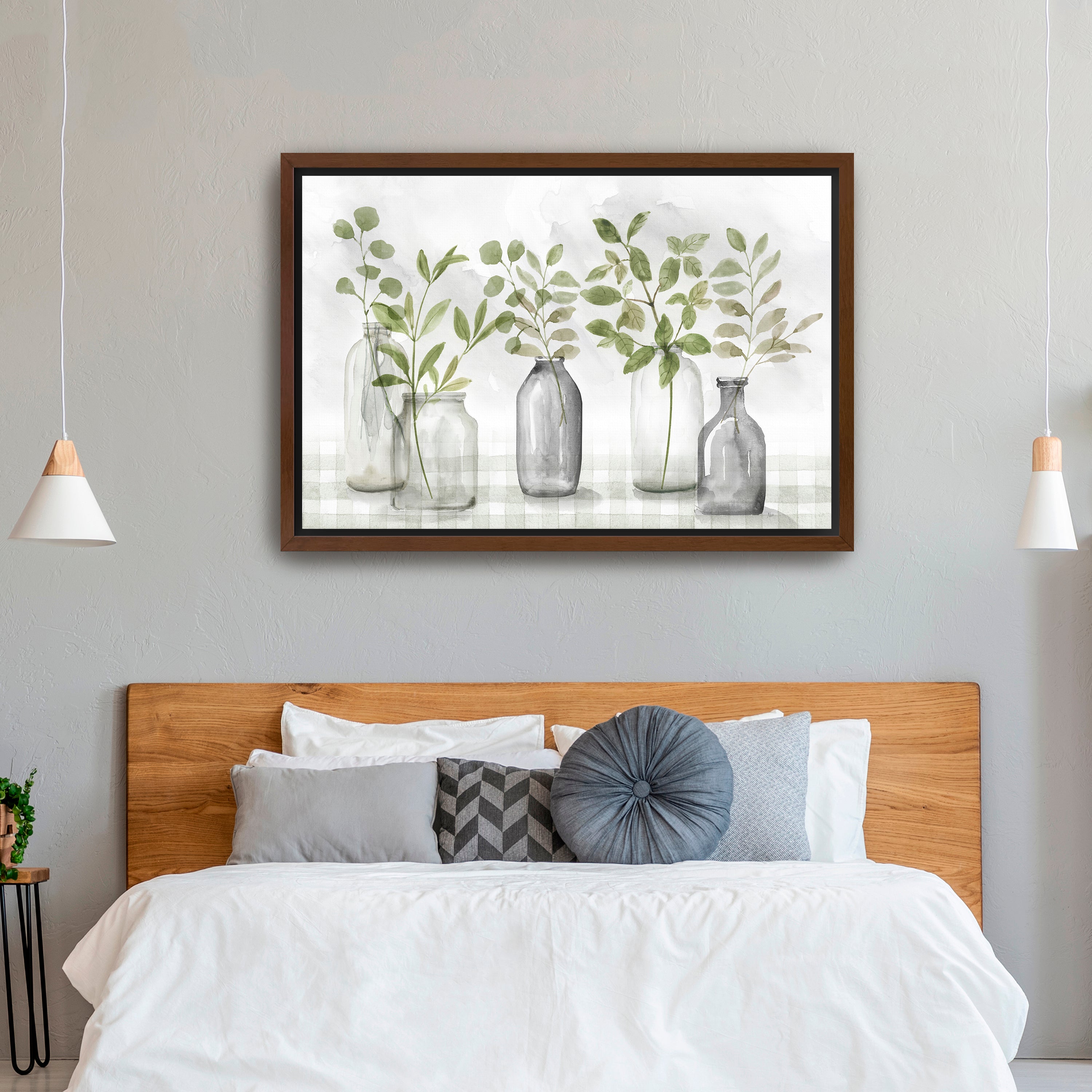 Gingham & Foliage Canvas Giclee
