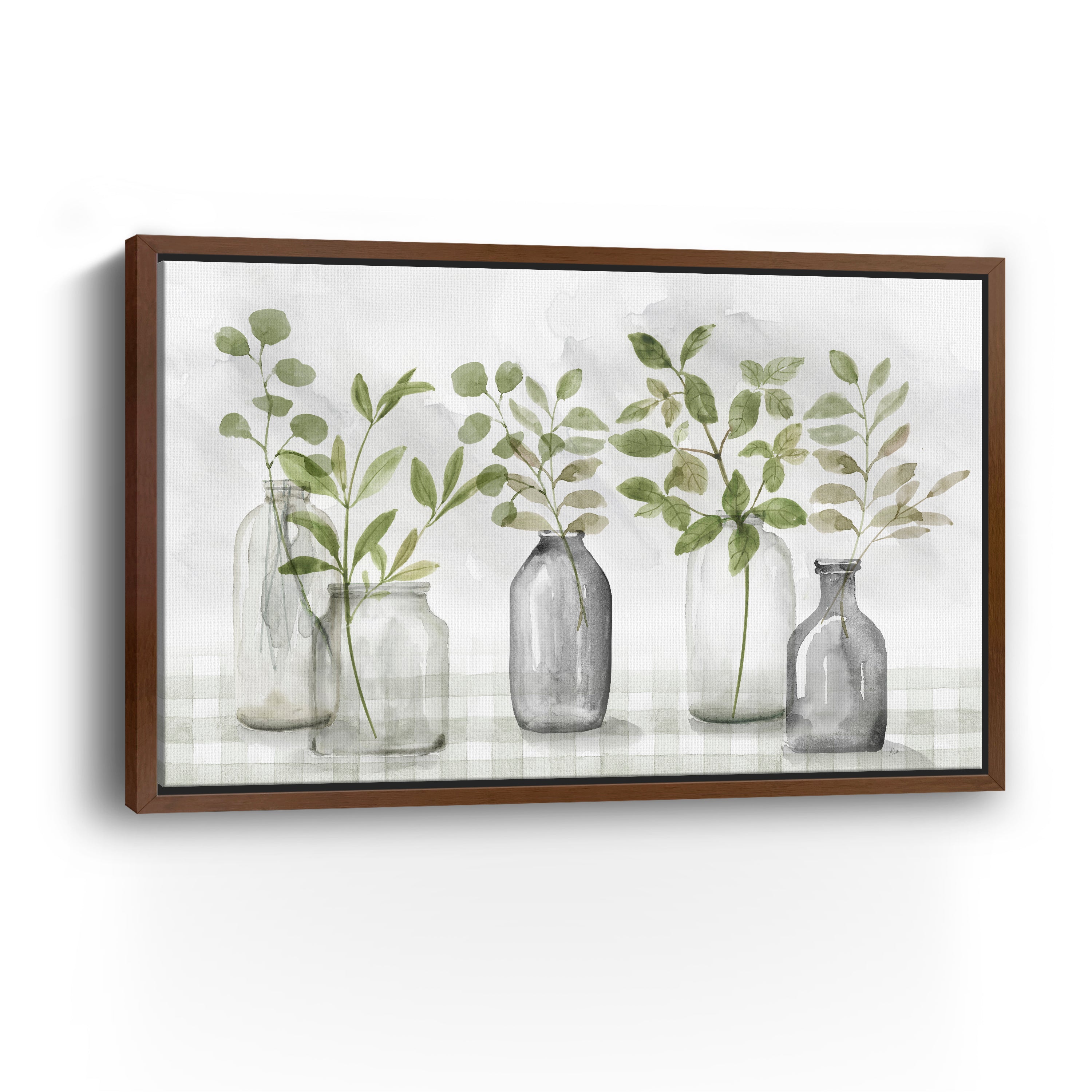 Gingham & Foliage Canvas Giclee