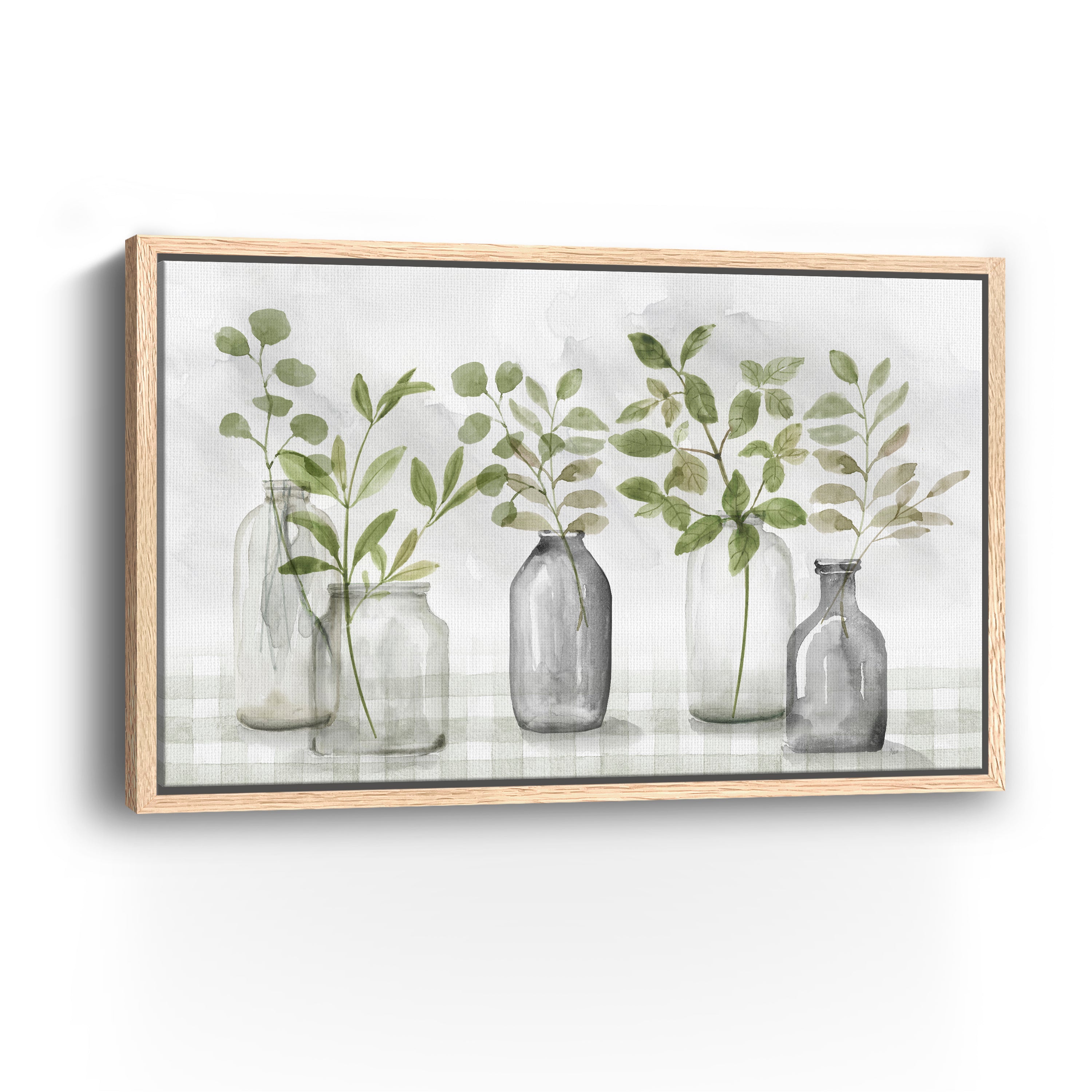 Gingham & Foliage Canvas Giclee