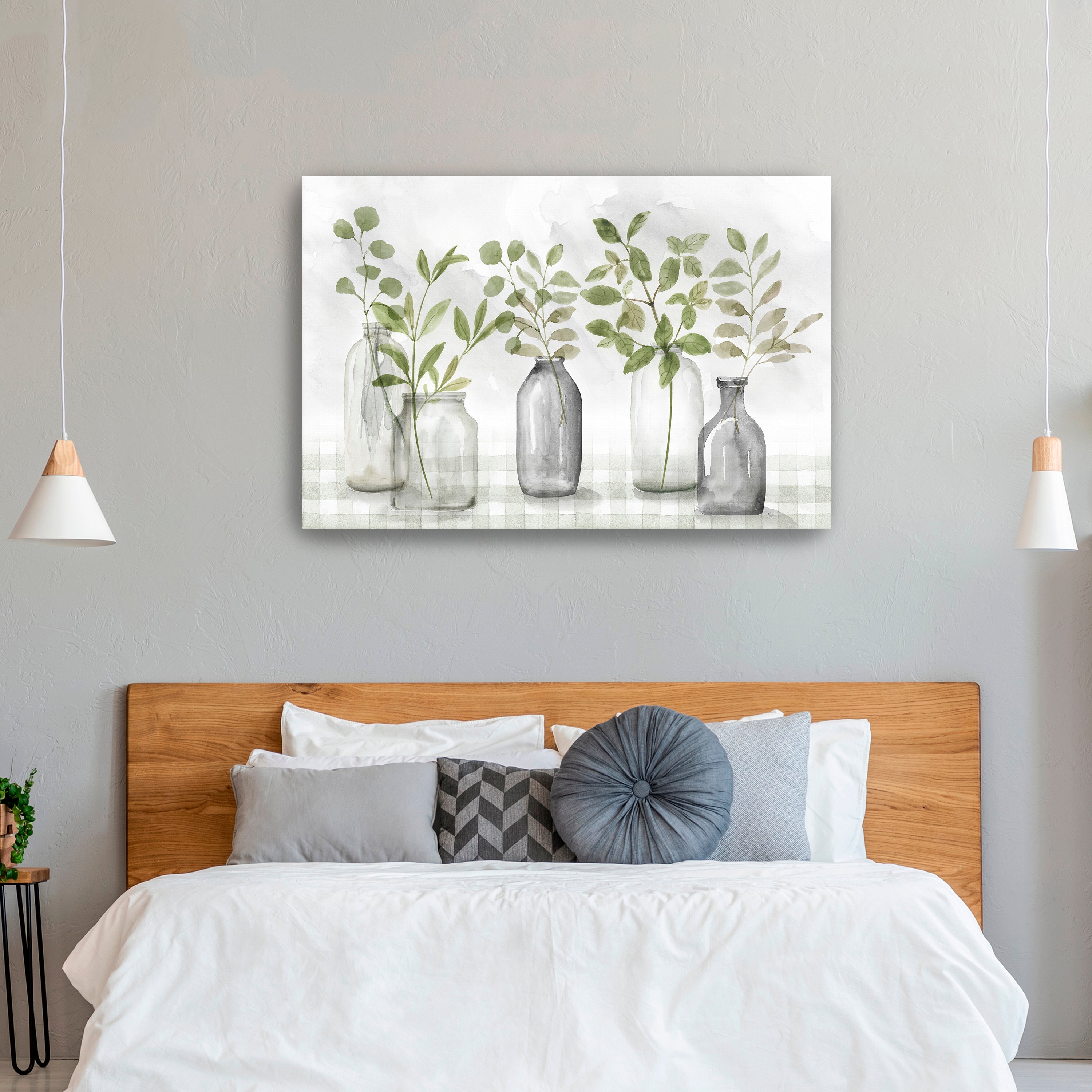 Gingham & Foliage Canvas Giclee