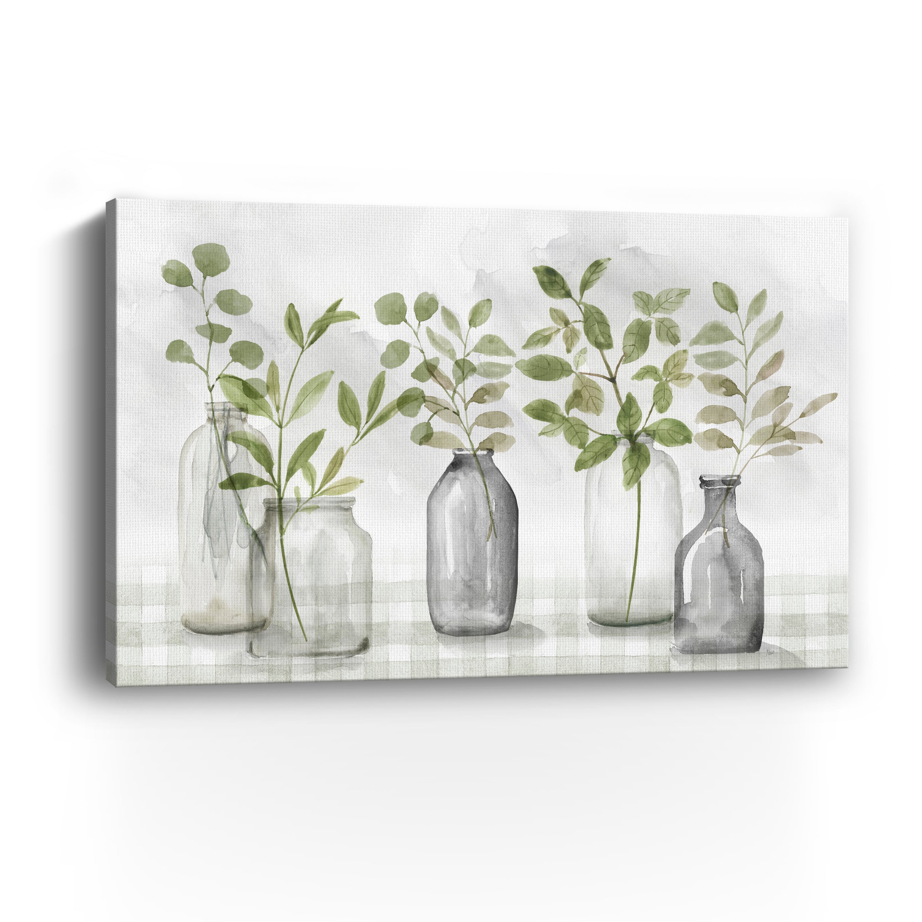 Gingham & Foliage Canvas Giclee