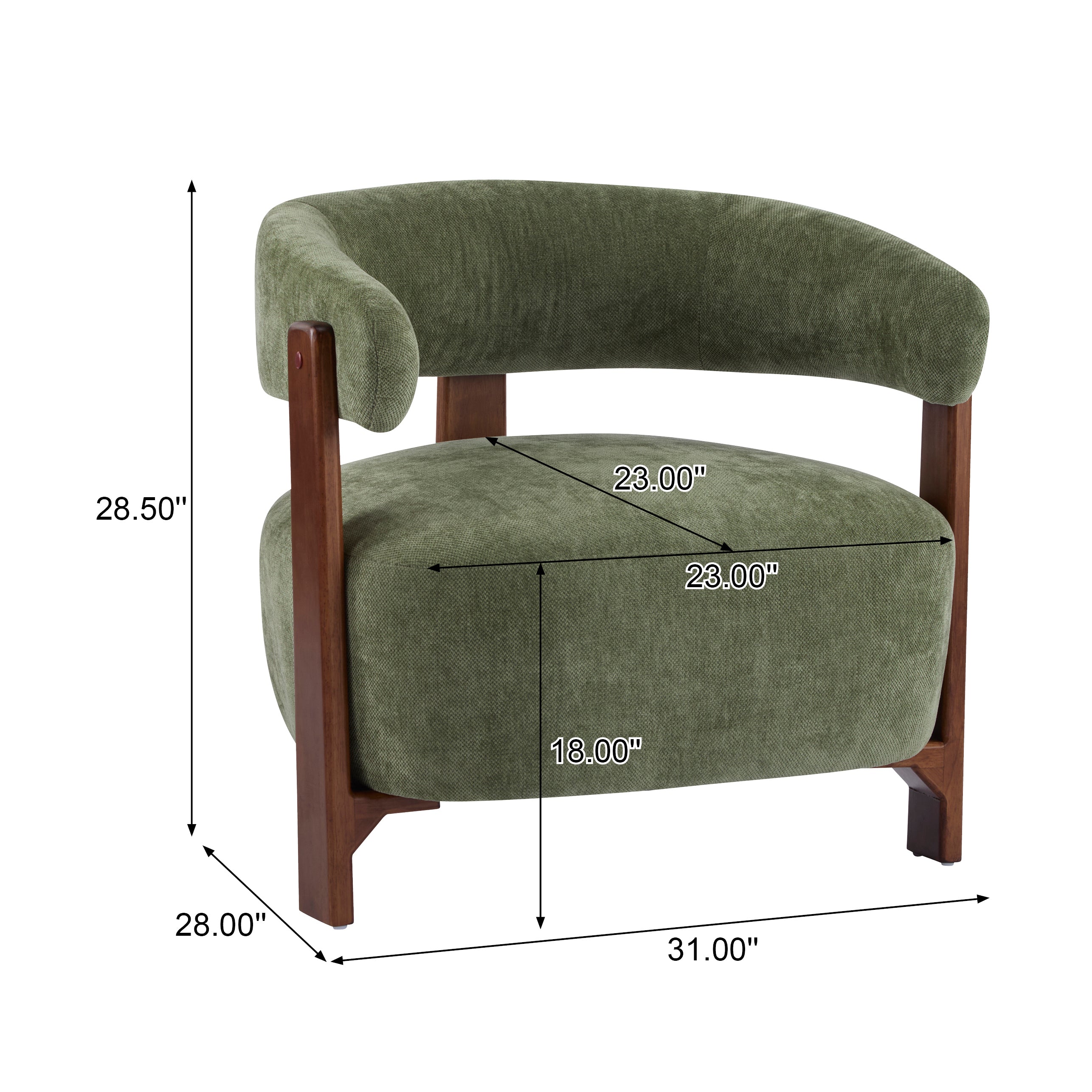 Modern Open-Back Accent Chair with Wooden Frame