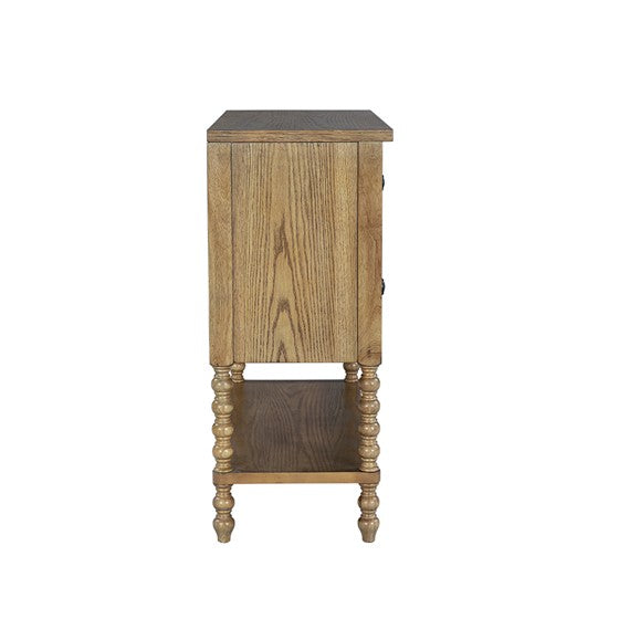 2-Drawer Accent Chest with Turned Legs and Bottom Shelf