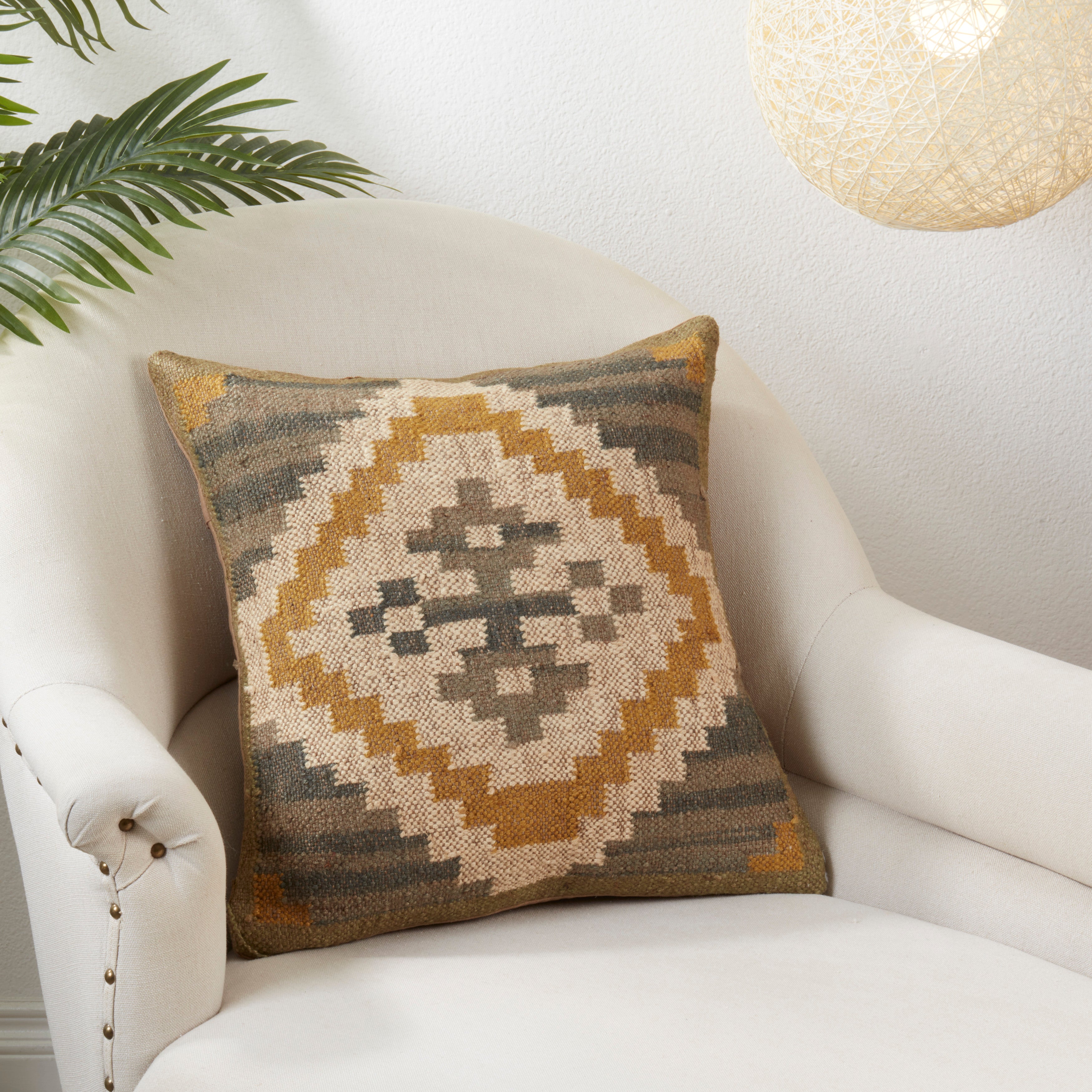Kilim Geometric Design Down Filled Throw Pillow
