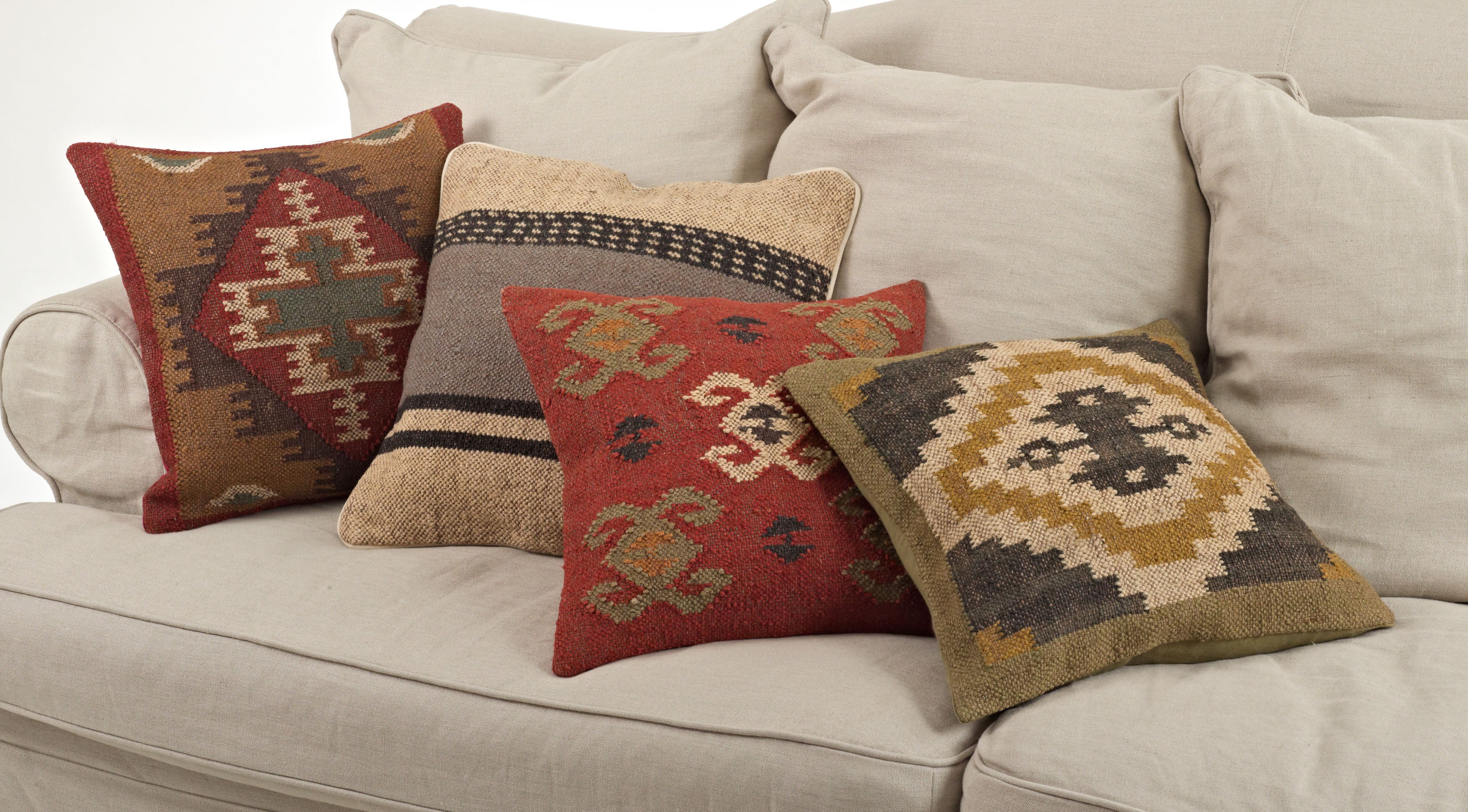 Kilim Geometric Design Down Filled Throw Pillow