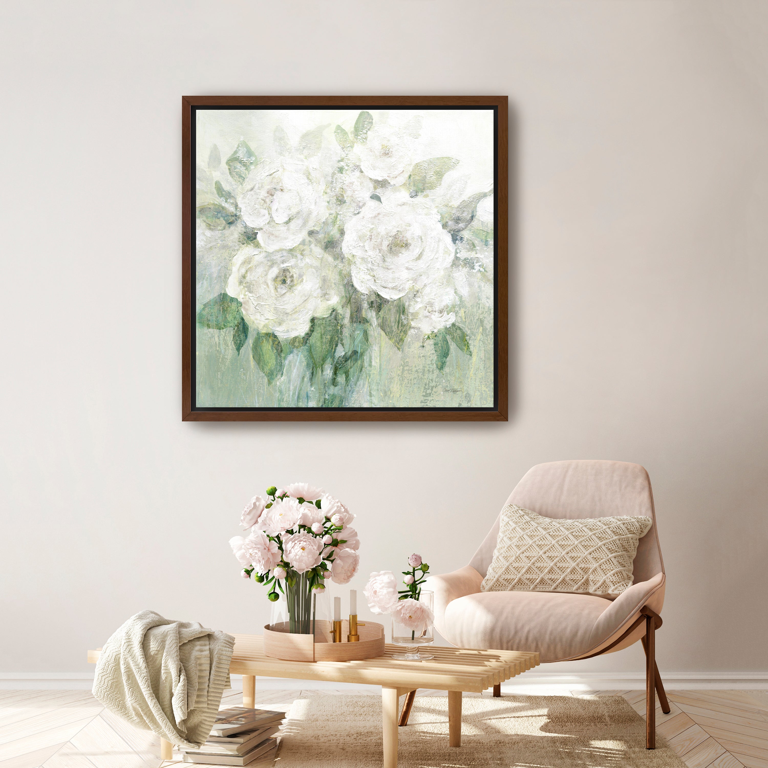 Muted White Blooms I Canvas Giclee