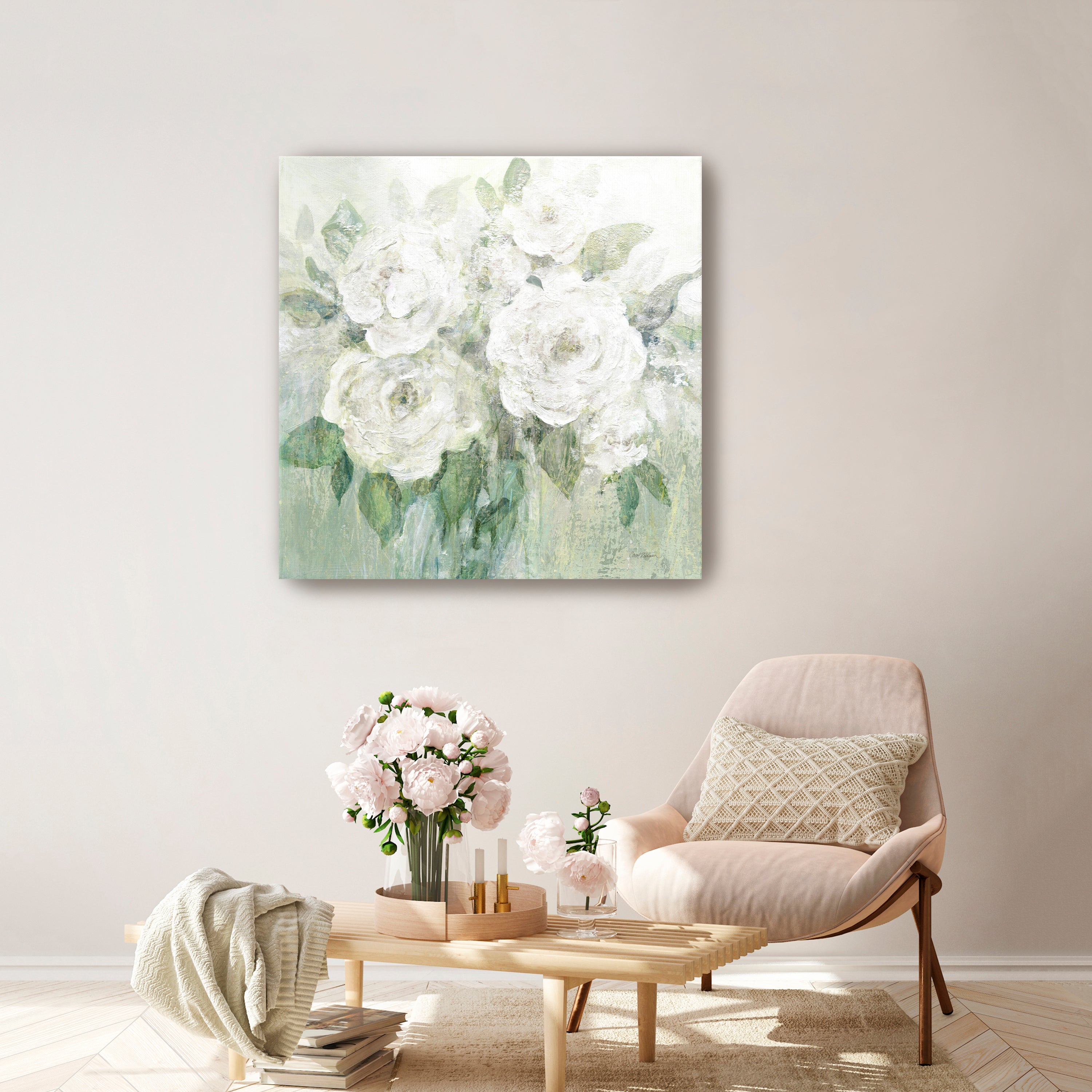 Muted White Blooms I Canvas Giclee