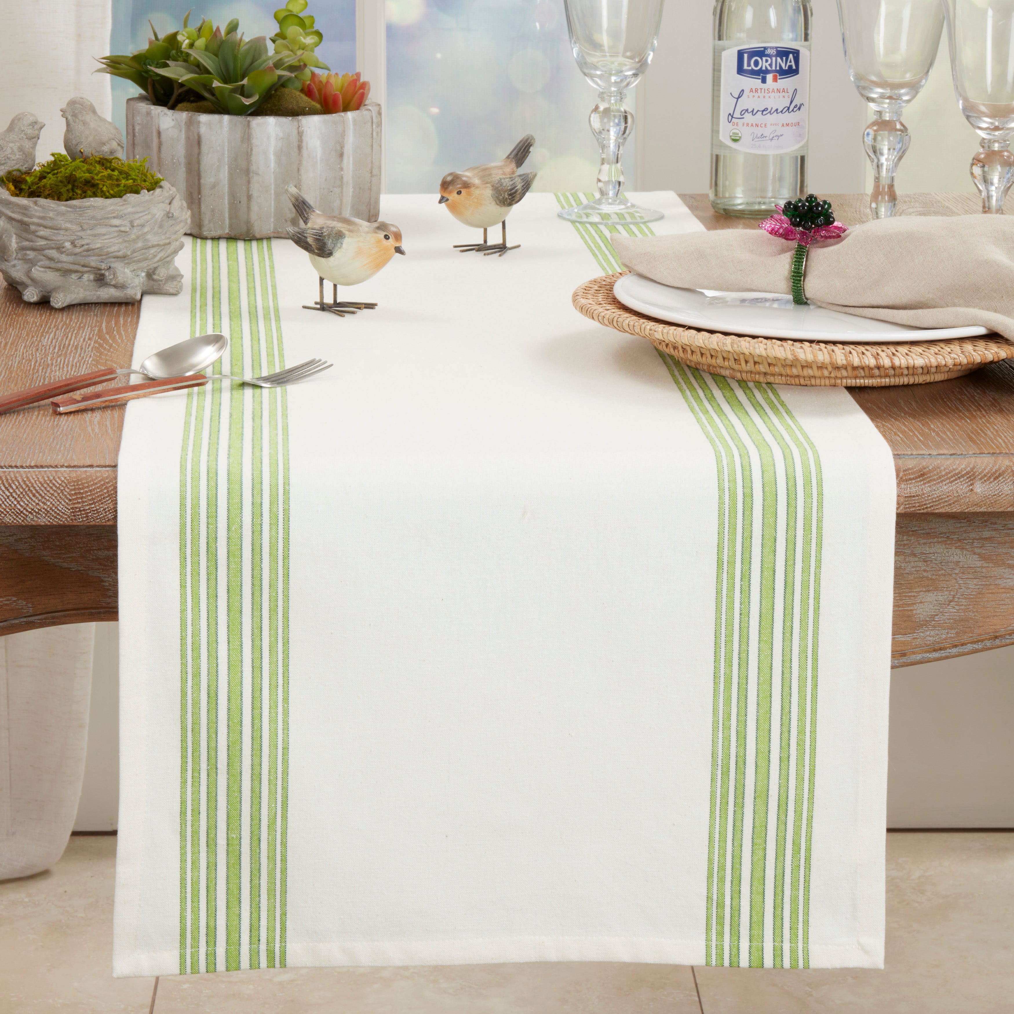 Striped Design Cotton Table Runner