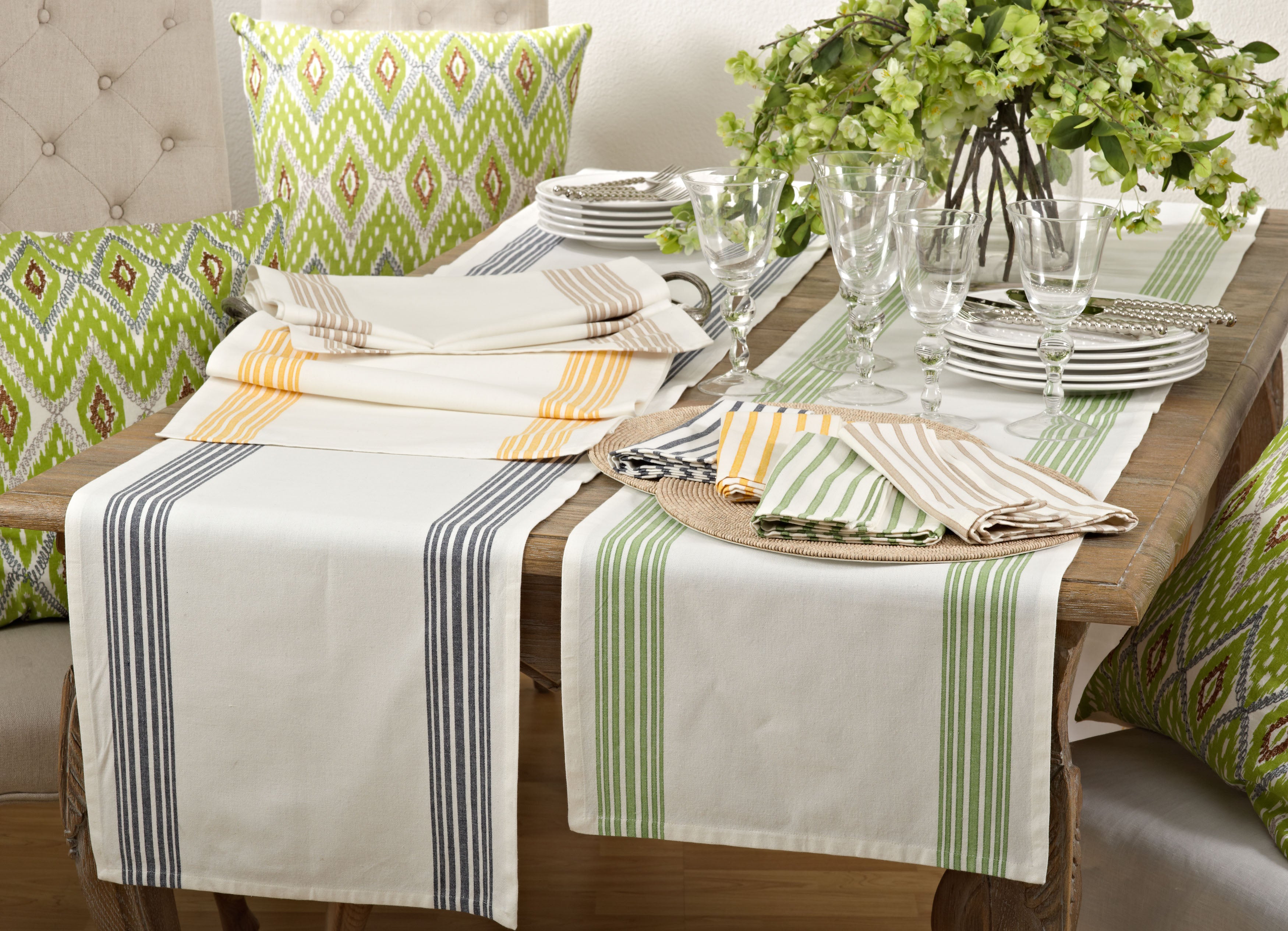 Striped Design Cotton Table Runner