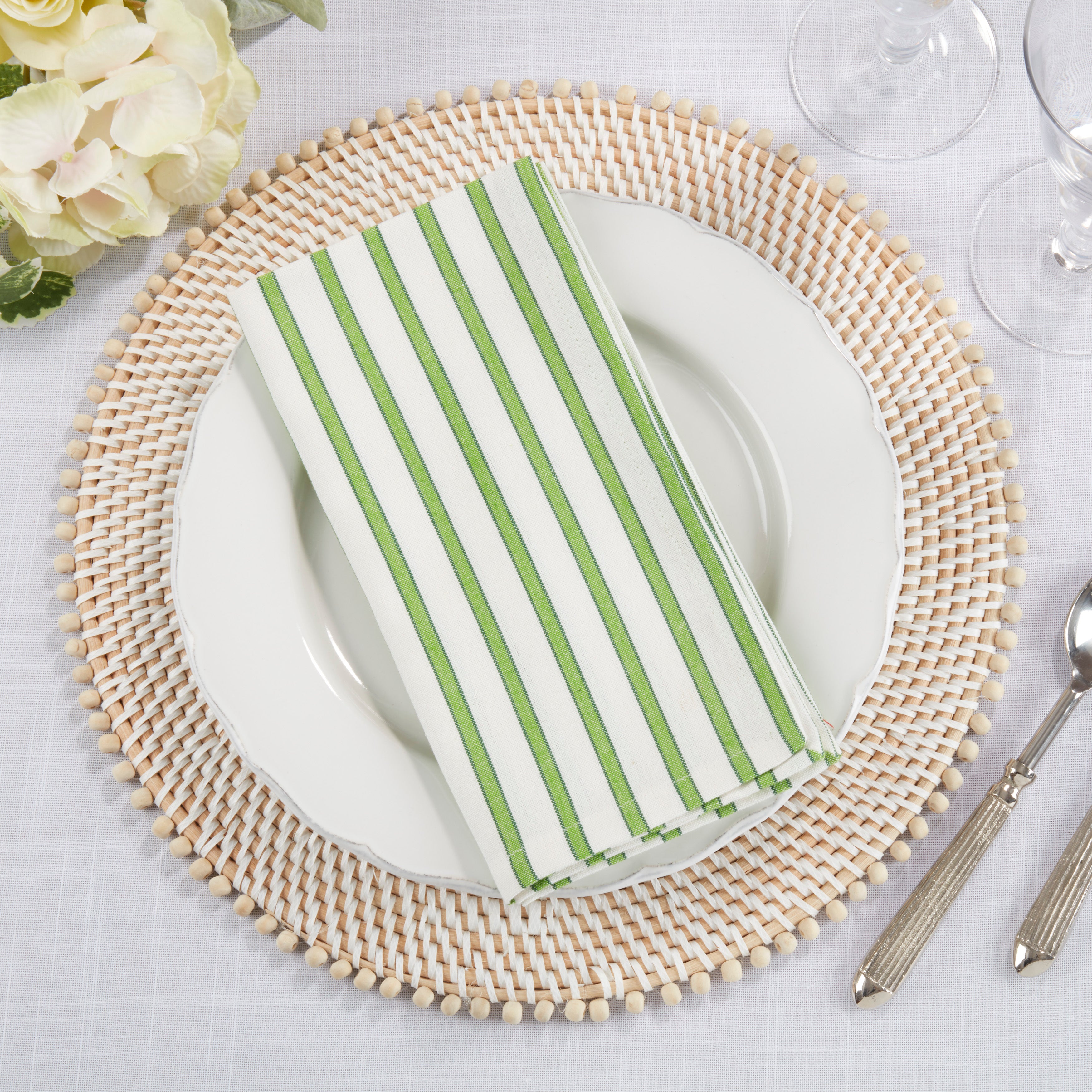 Striped Design Cotton Table Napkins, Set of 4