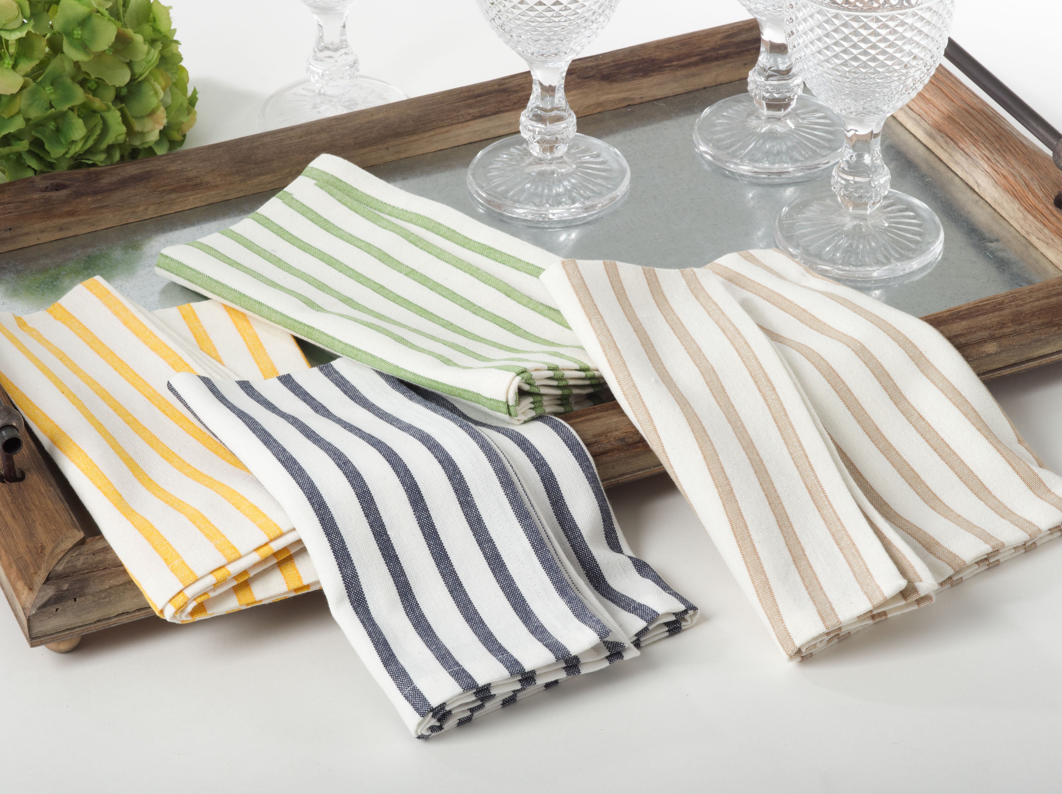 Striped Design Cotton Table Napkins, Set of 4