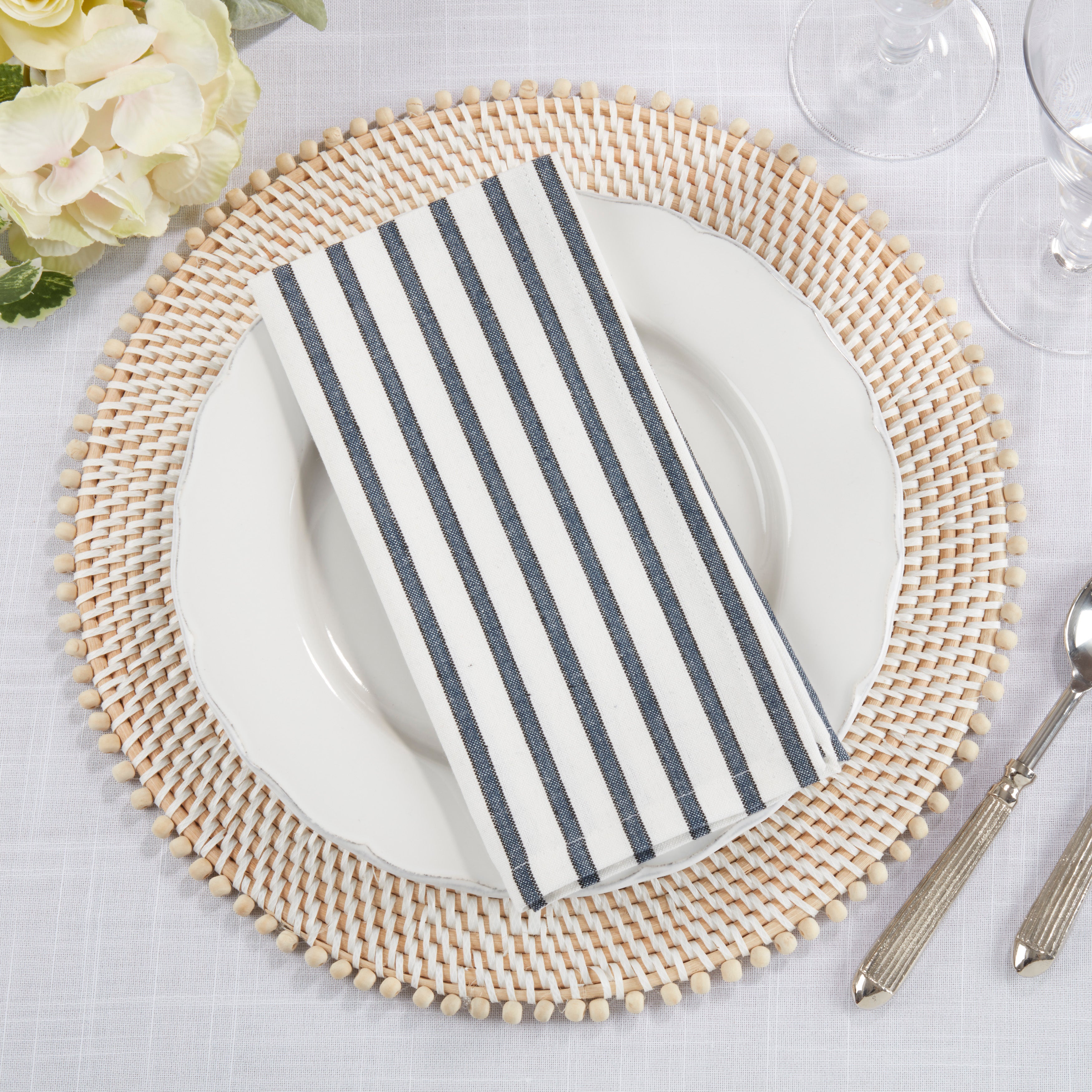 Striped Design Cotton Table Napkins, Set of 4