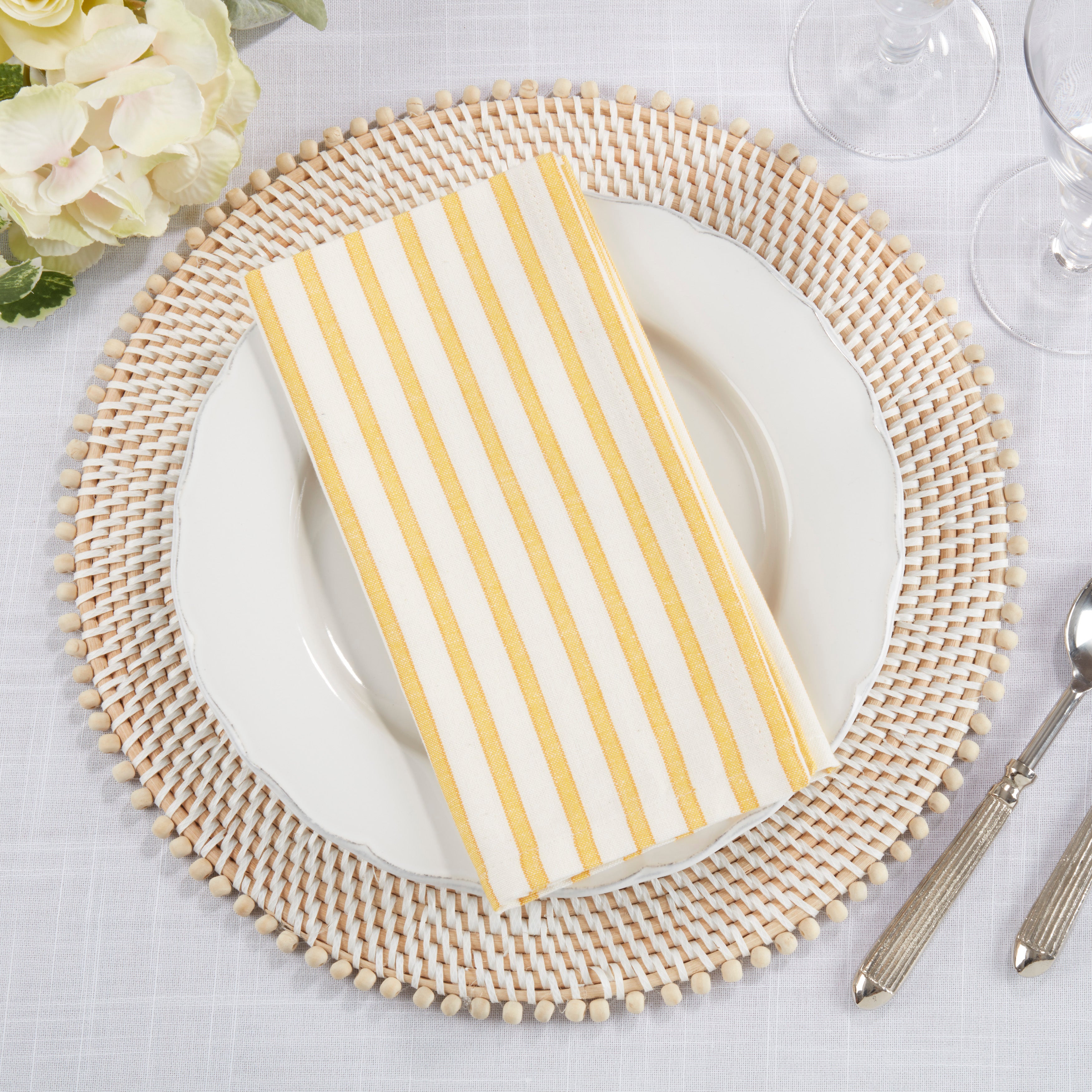 Striped Design Cotton Table Napkins, Set of 4