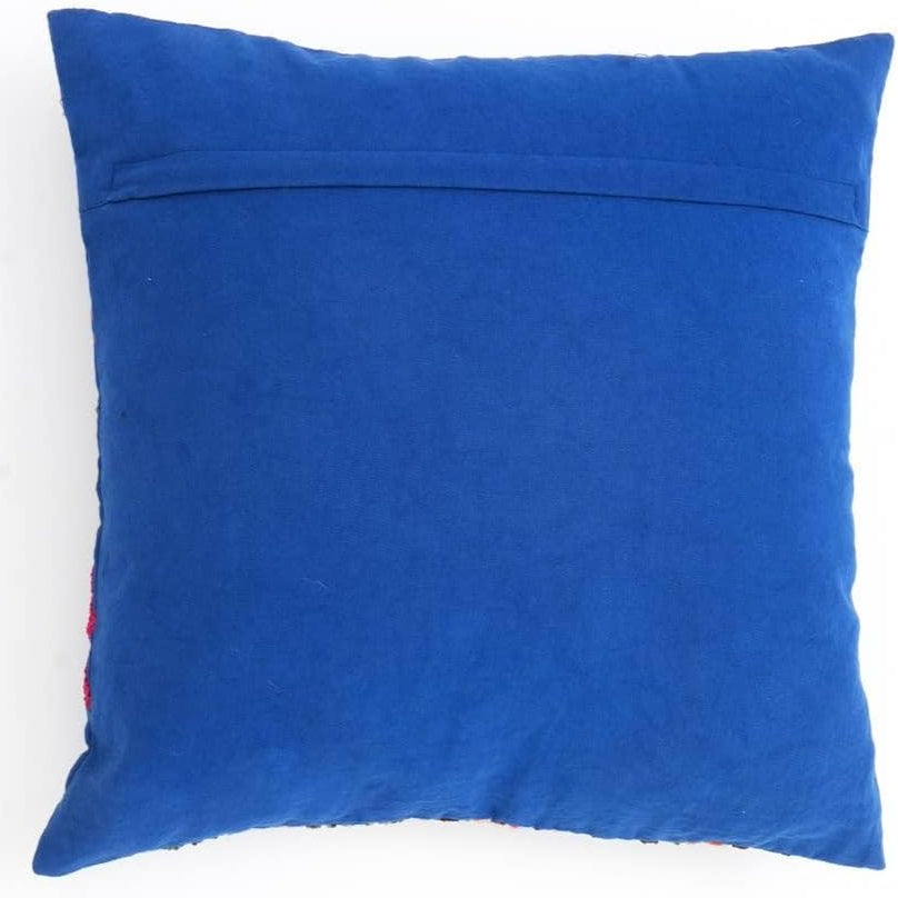 Ink Blue Floral Embroidered Pillow