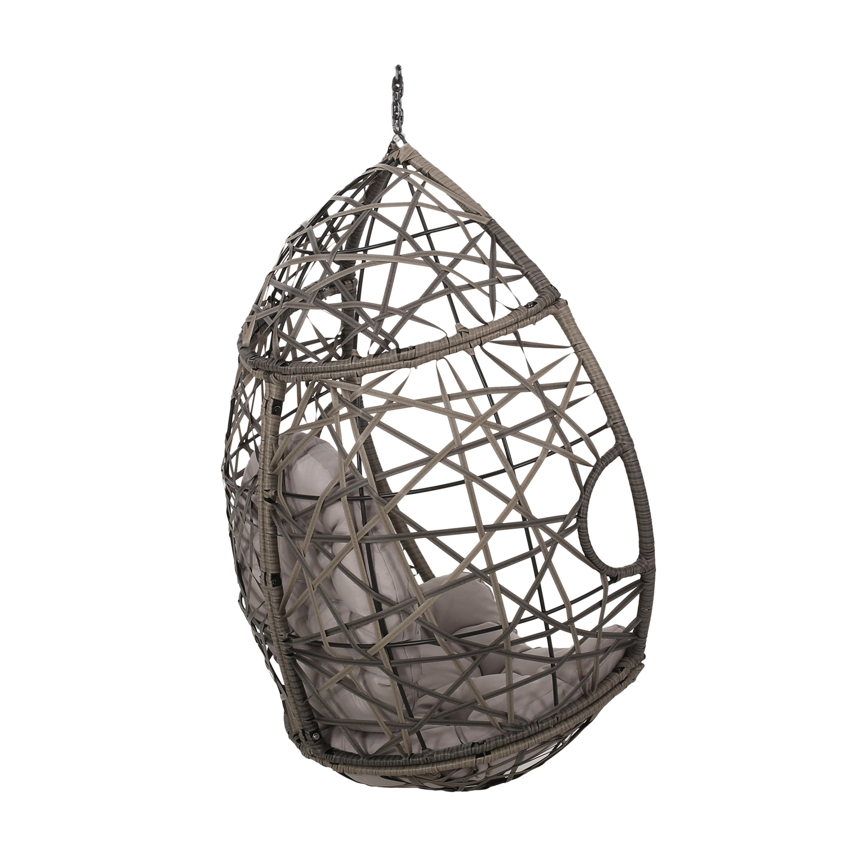 Hanging Chair with Tufted Cushion and Teardrop Shape