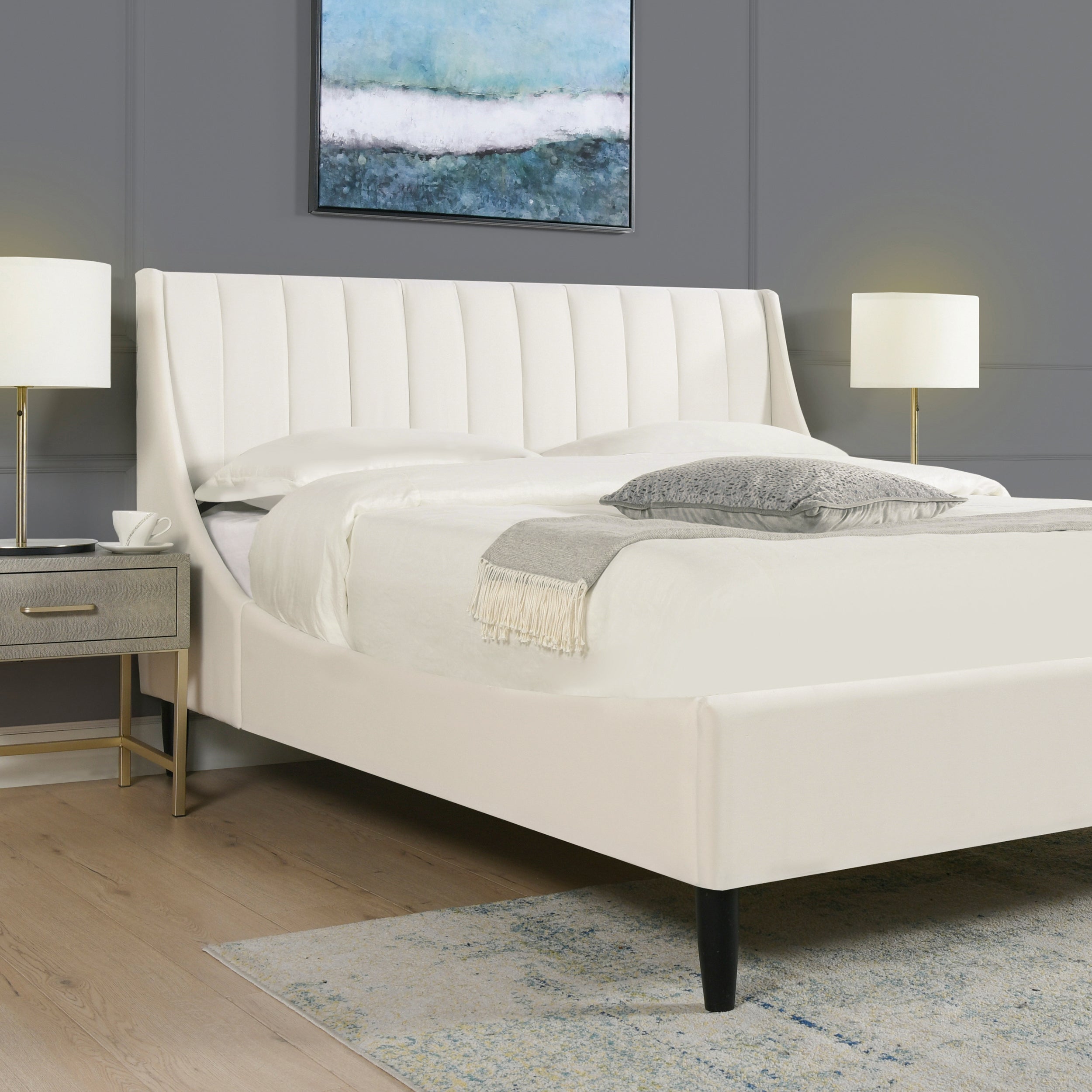 Asphodel Upholstered Platform Bed with Channel Tufted Headboard