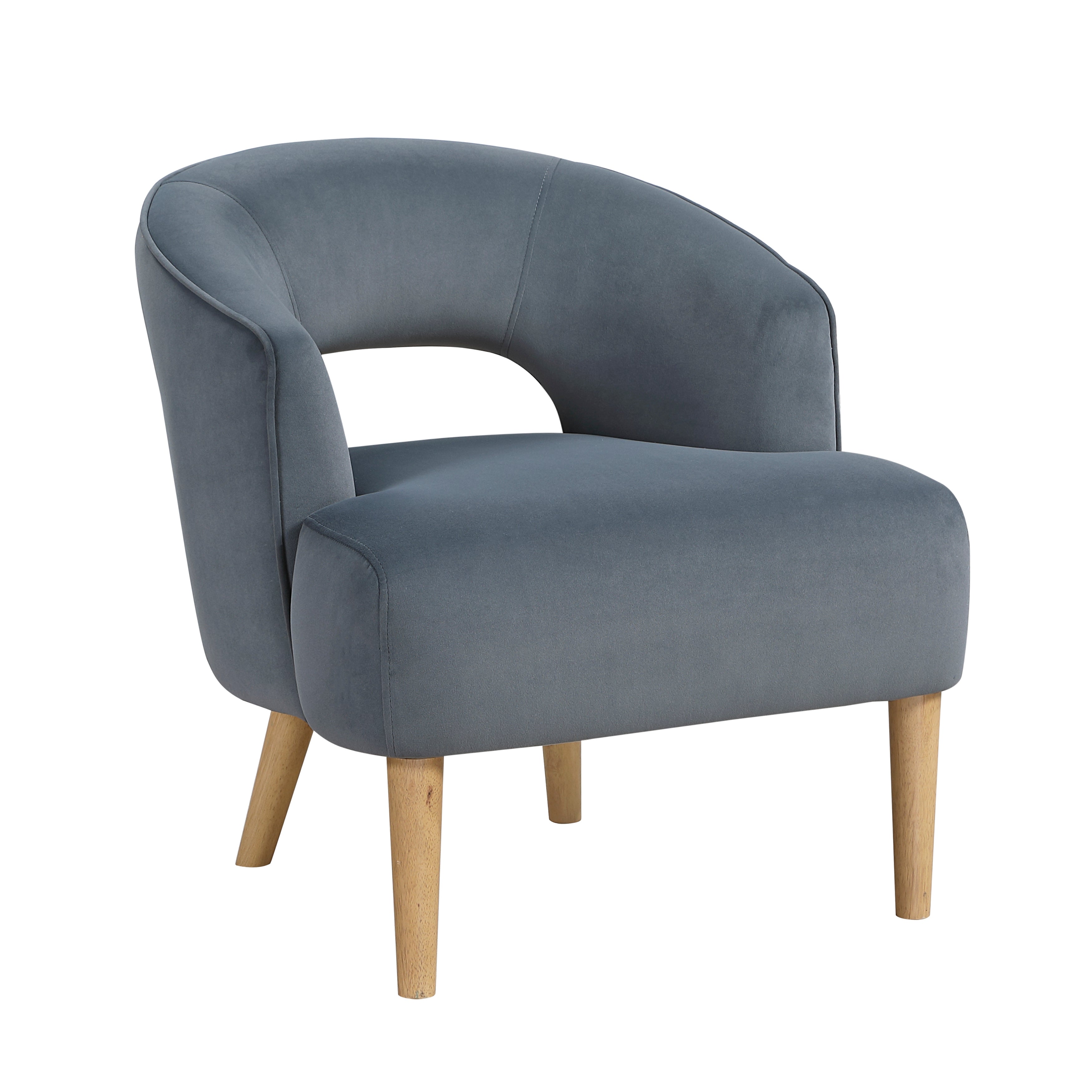 Modern Plush Velvet Open Back Barrel Accent Chair