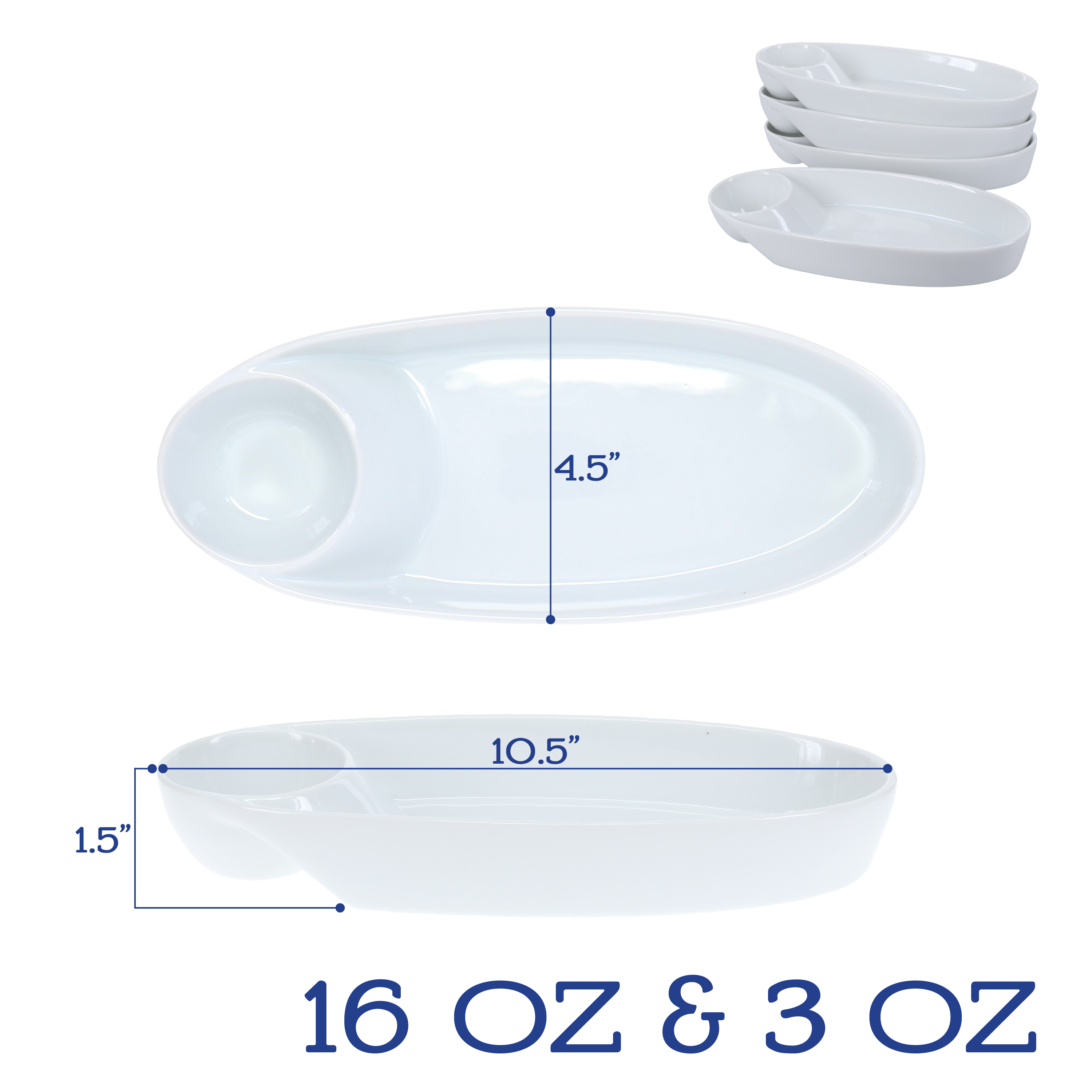 Oval Chip-N-Dips, Set of 4
