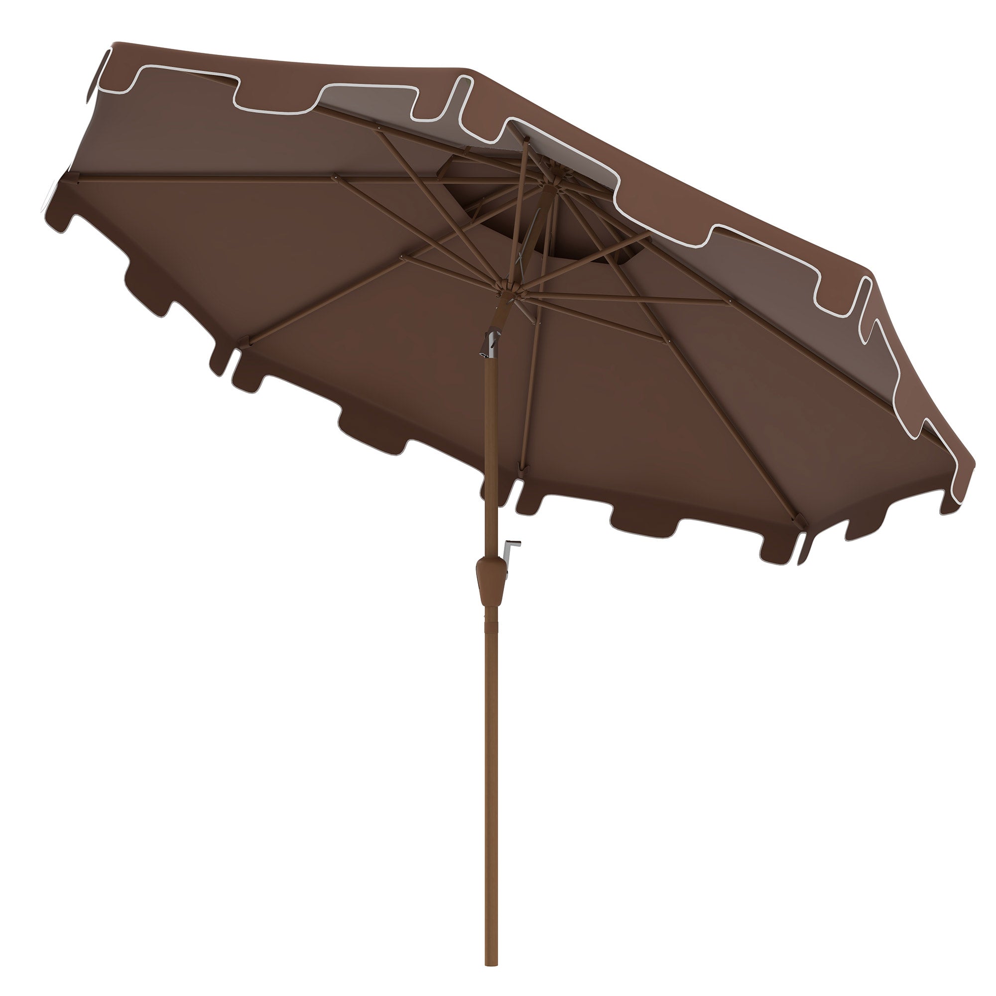 9' Double Top Ruffled Patio Umbrella with Push Button Tilt and Crank