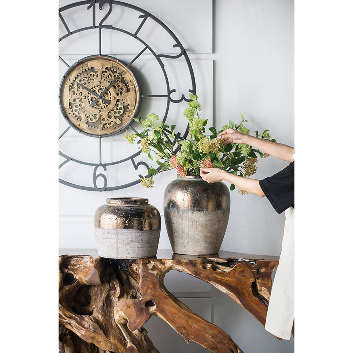 16" Round Sienna Brown Ceramic Accent Vase
