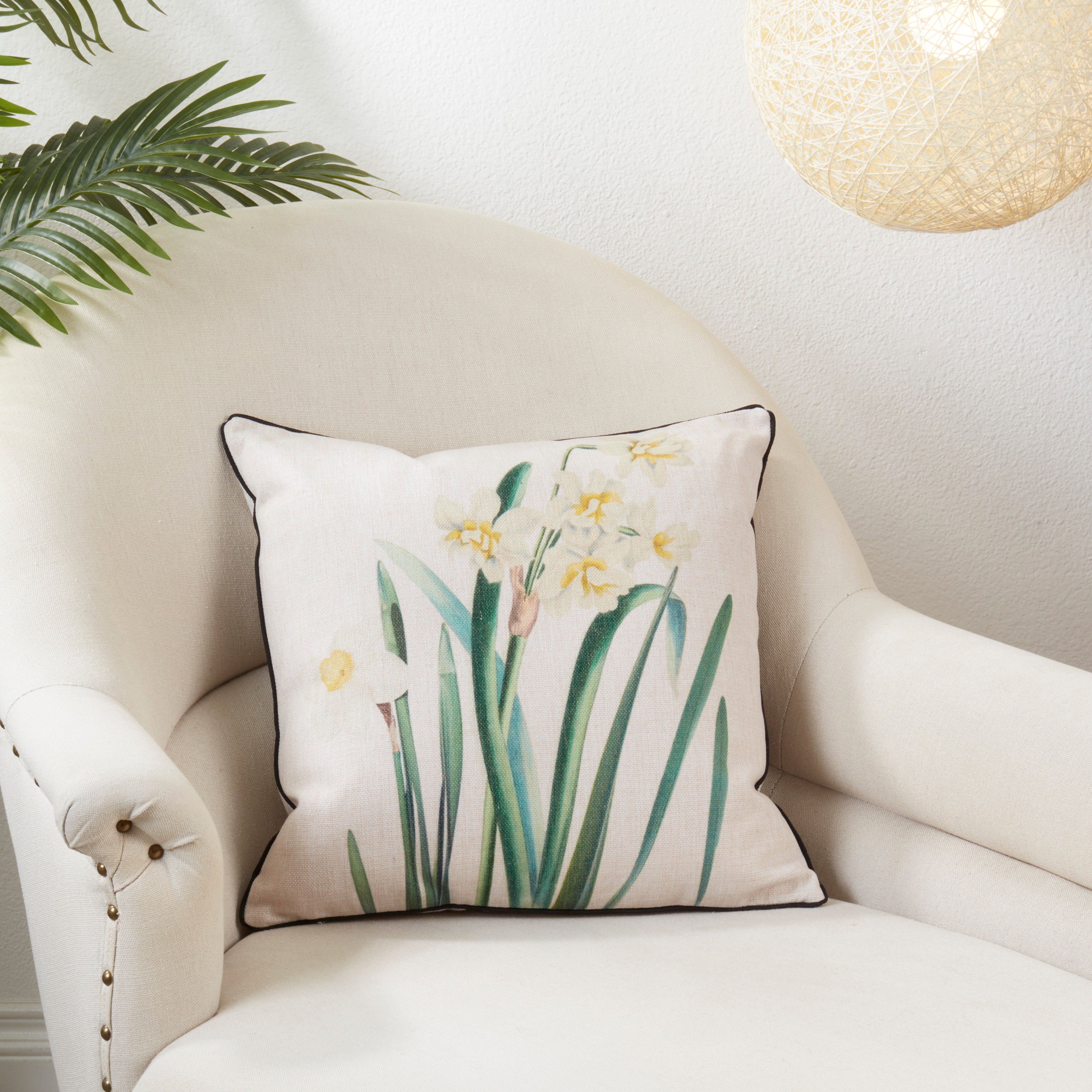 Daffodil Print Throw Pillow