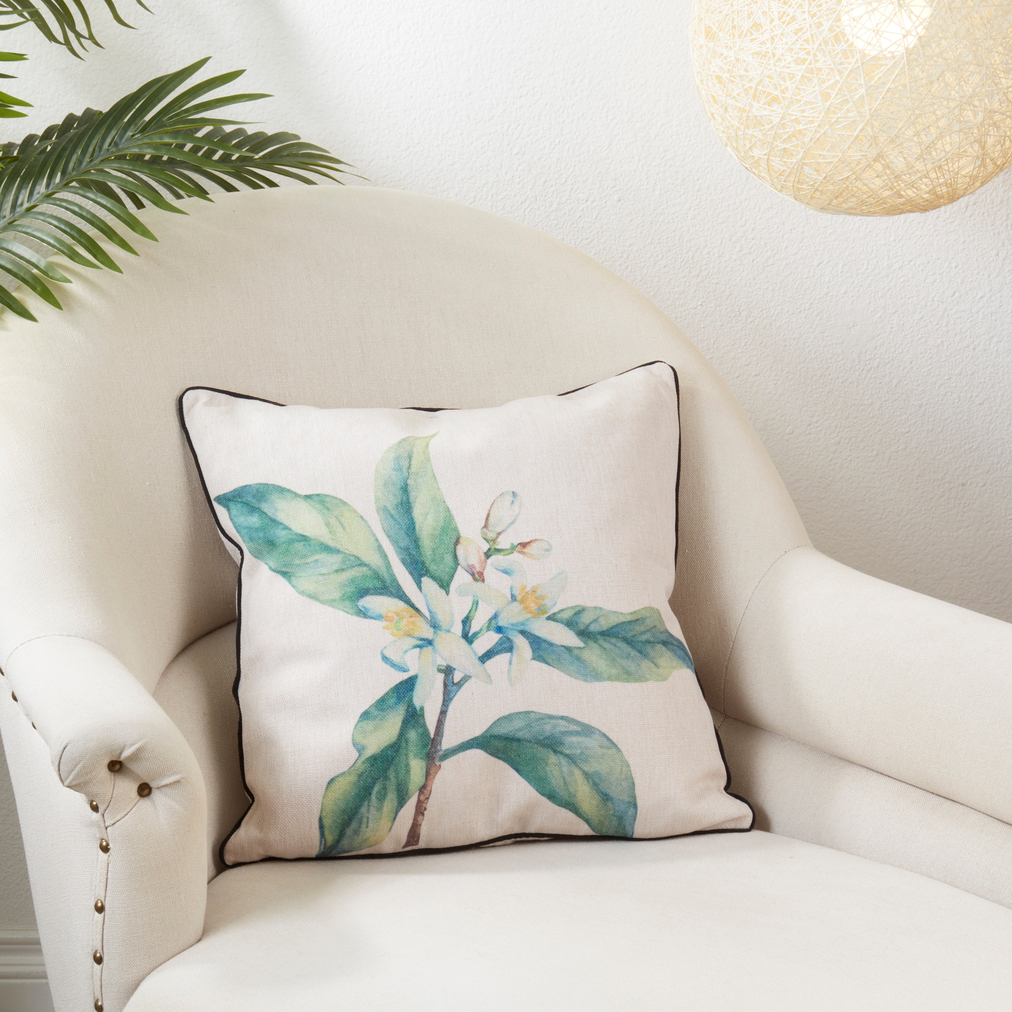 Citrus Flower Throw Pillow