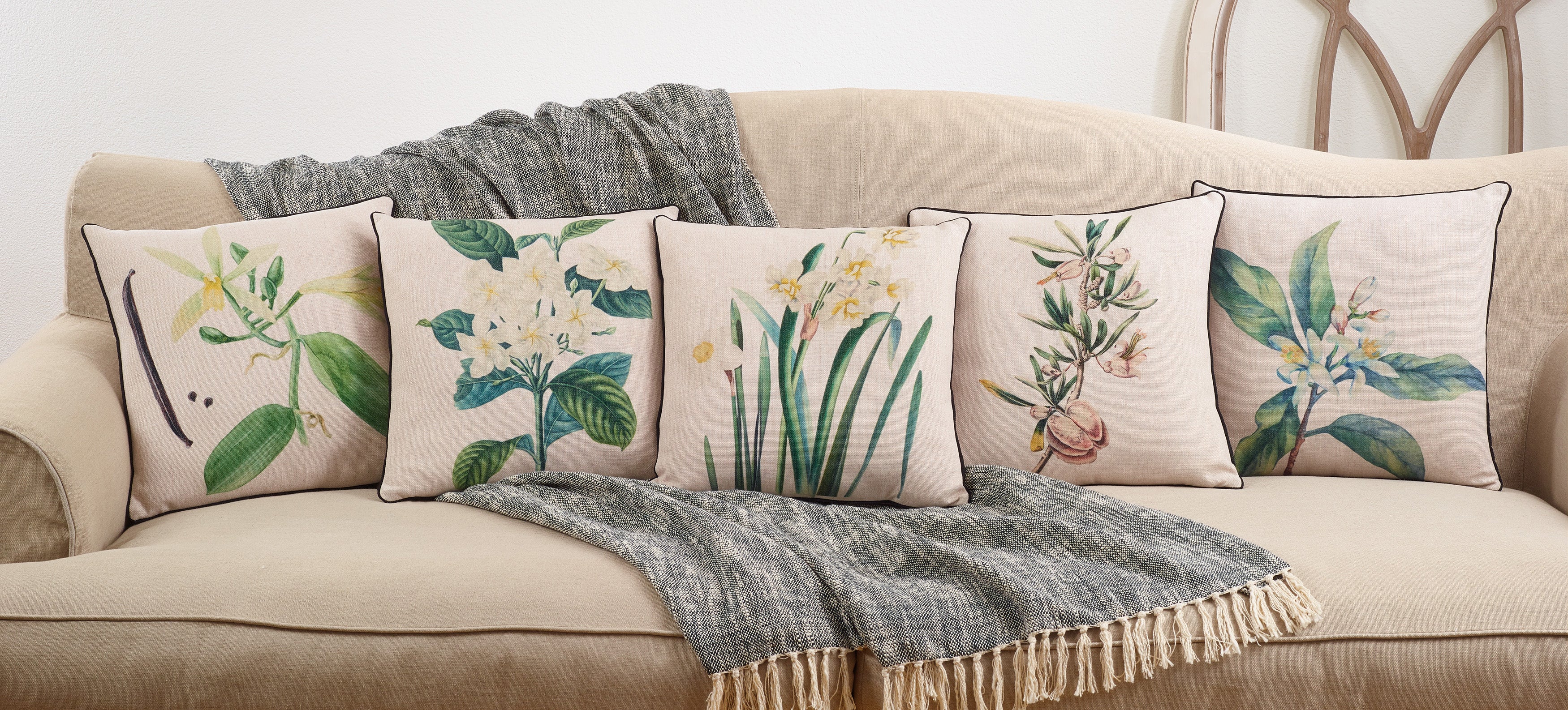 Citrus Flower Throw Pillow