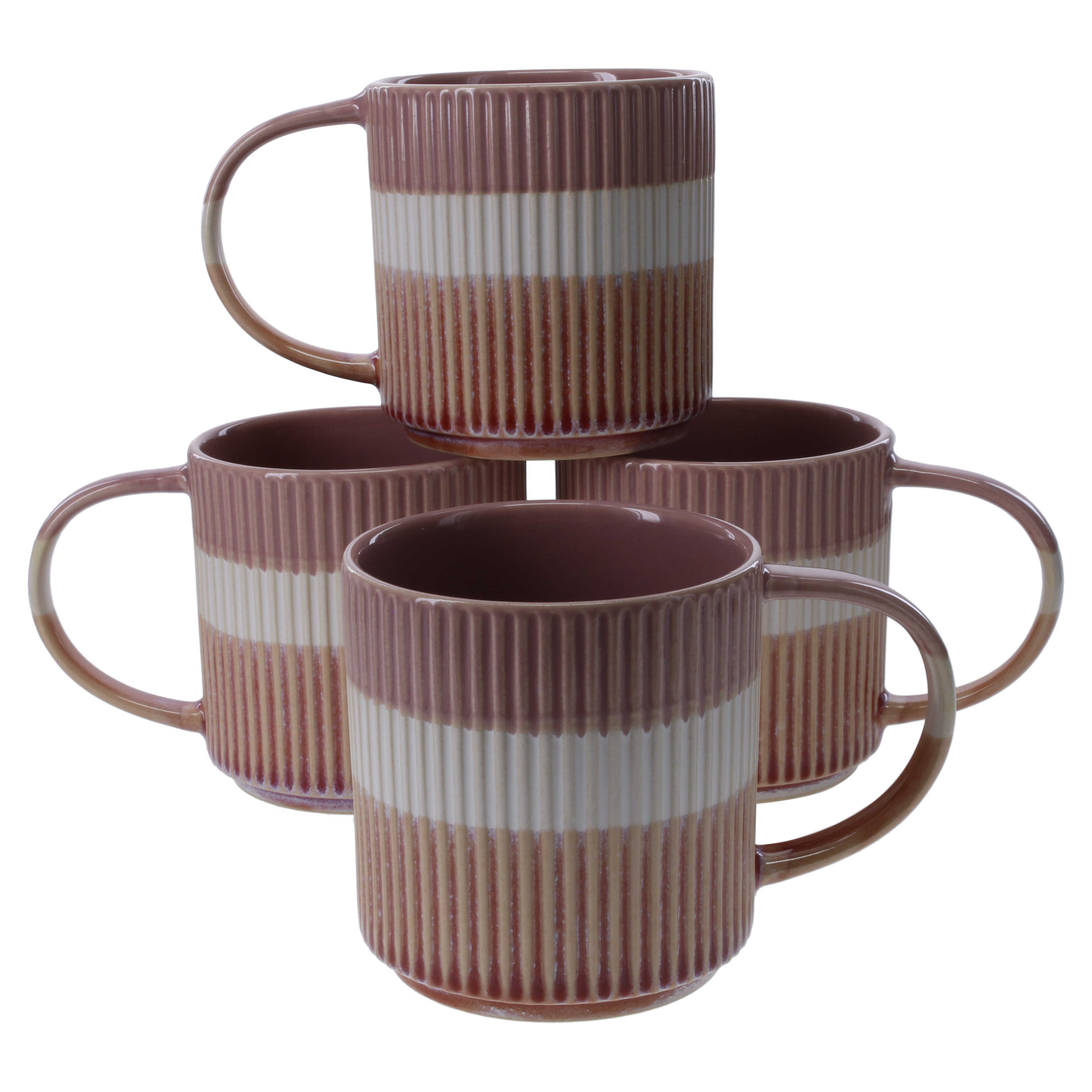 Tri-Color Mugs, Set of 4