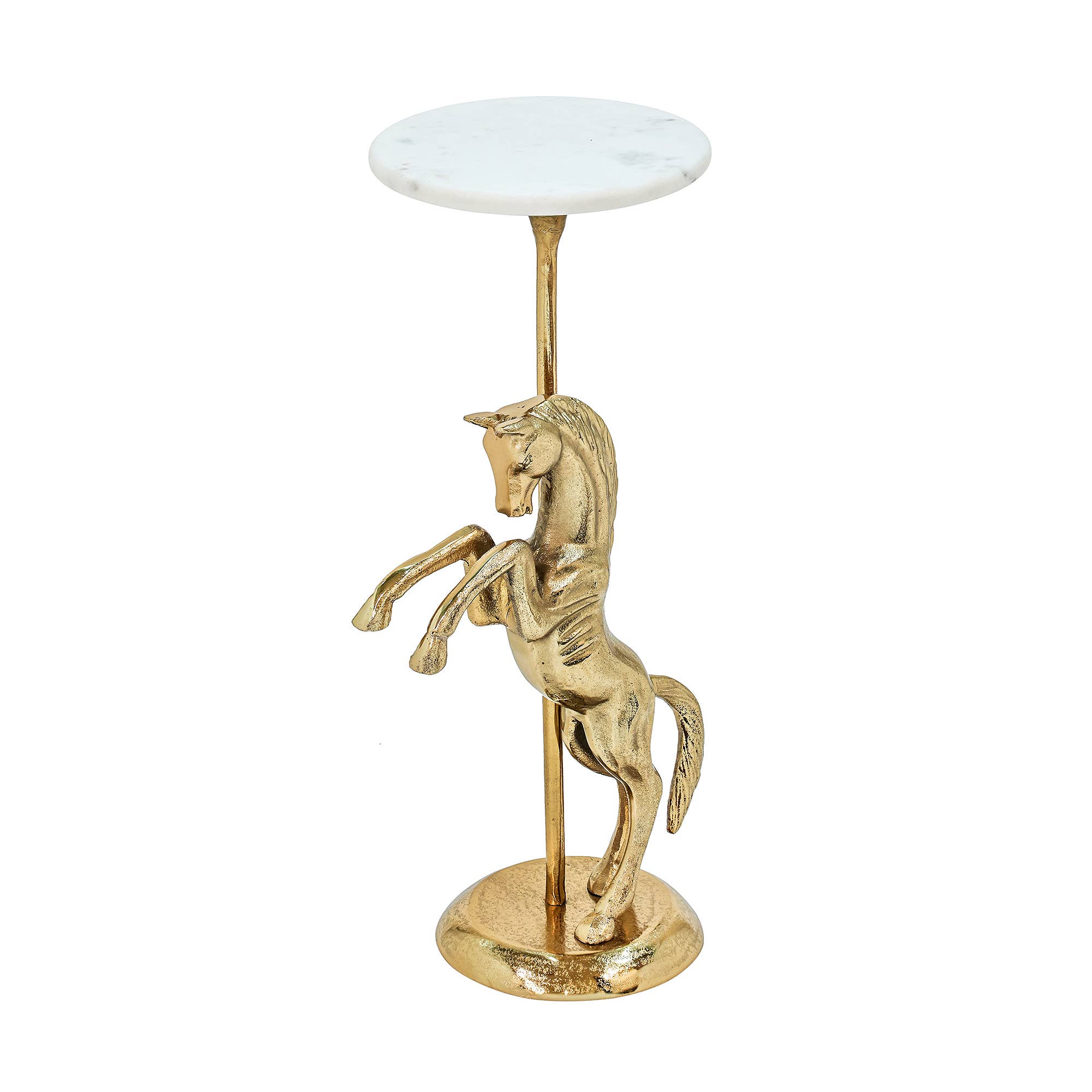 Horse Side Table with White Marble Top