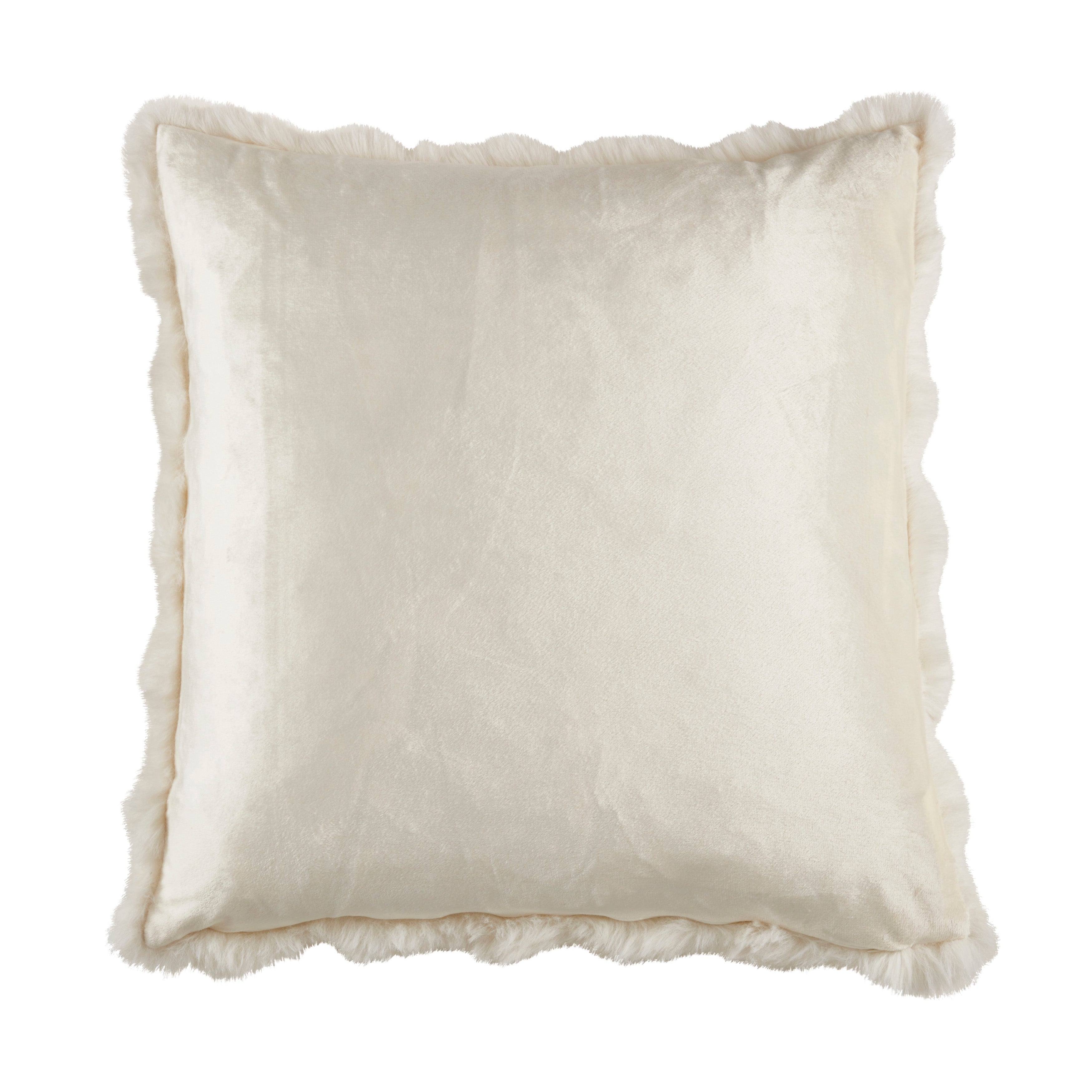 Plush Faux Fur Poly Filled Throw Pillow