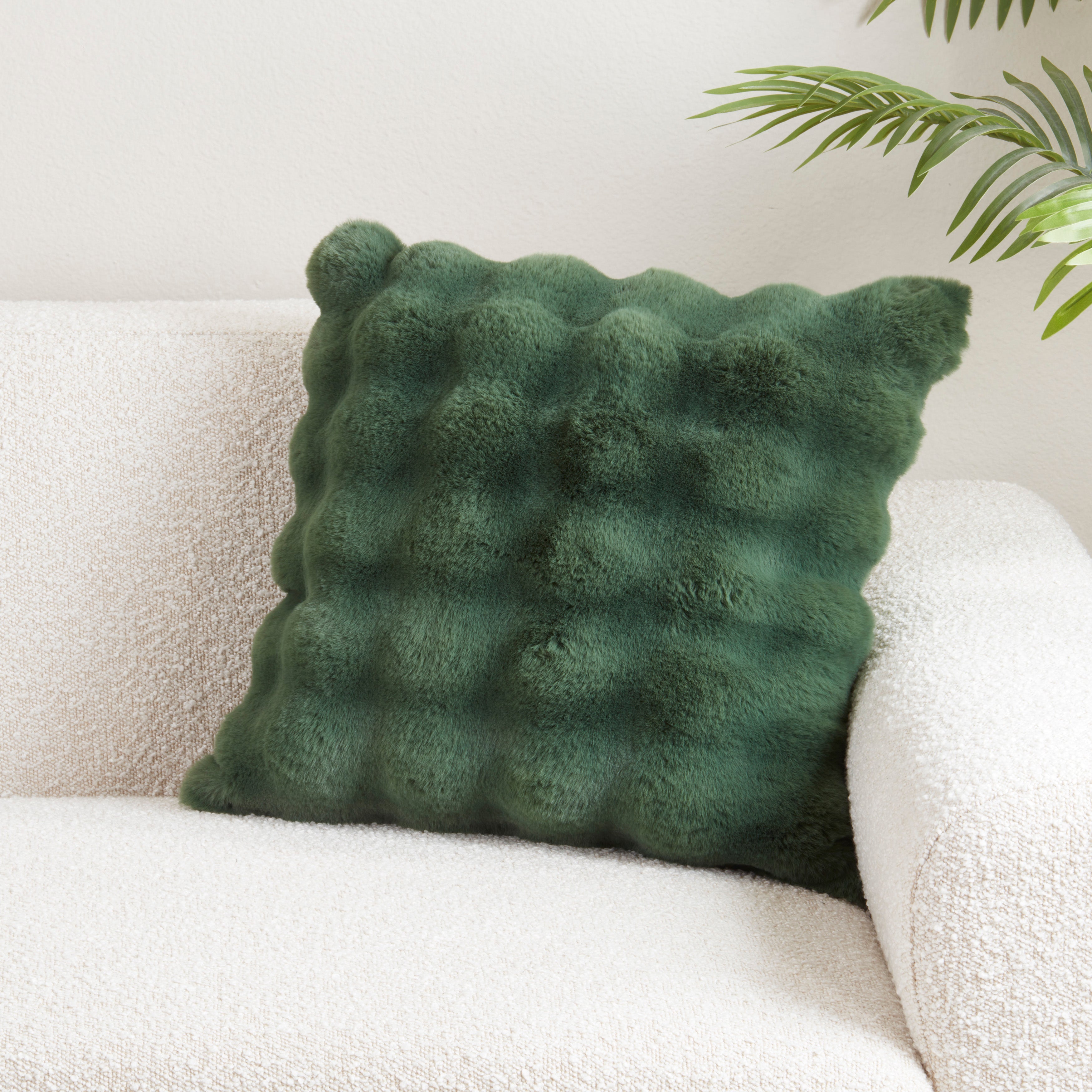 Plush Faux Fur Poly Filled Throw Pillow