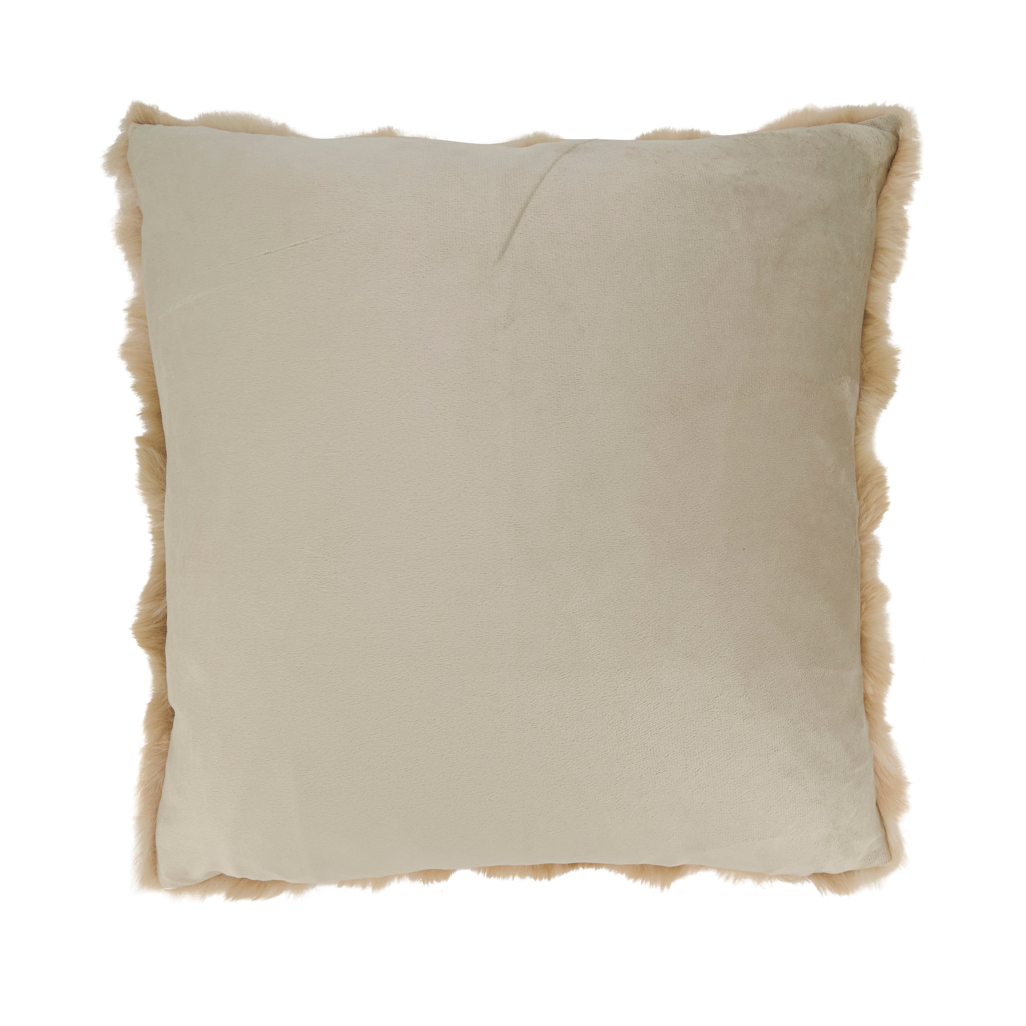 Plush Faux Fur Poly Filled Throw Pillow