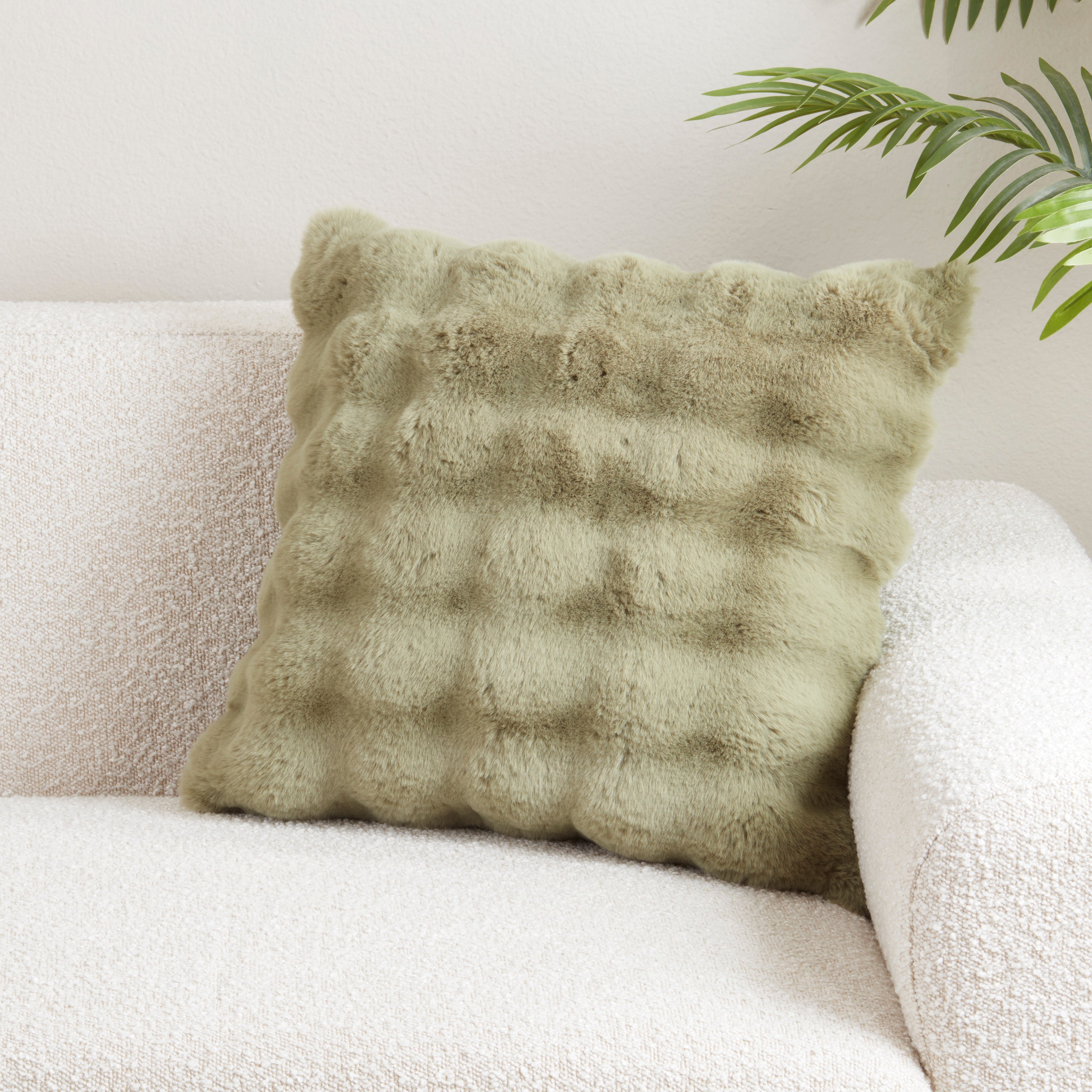 Plush Faux Fur Poly Filled Throw Pillow