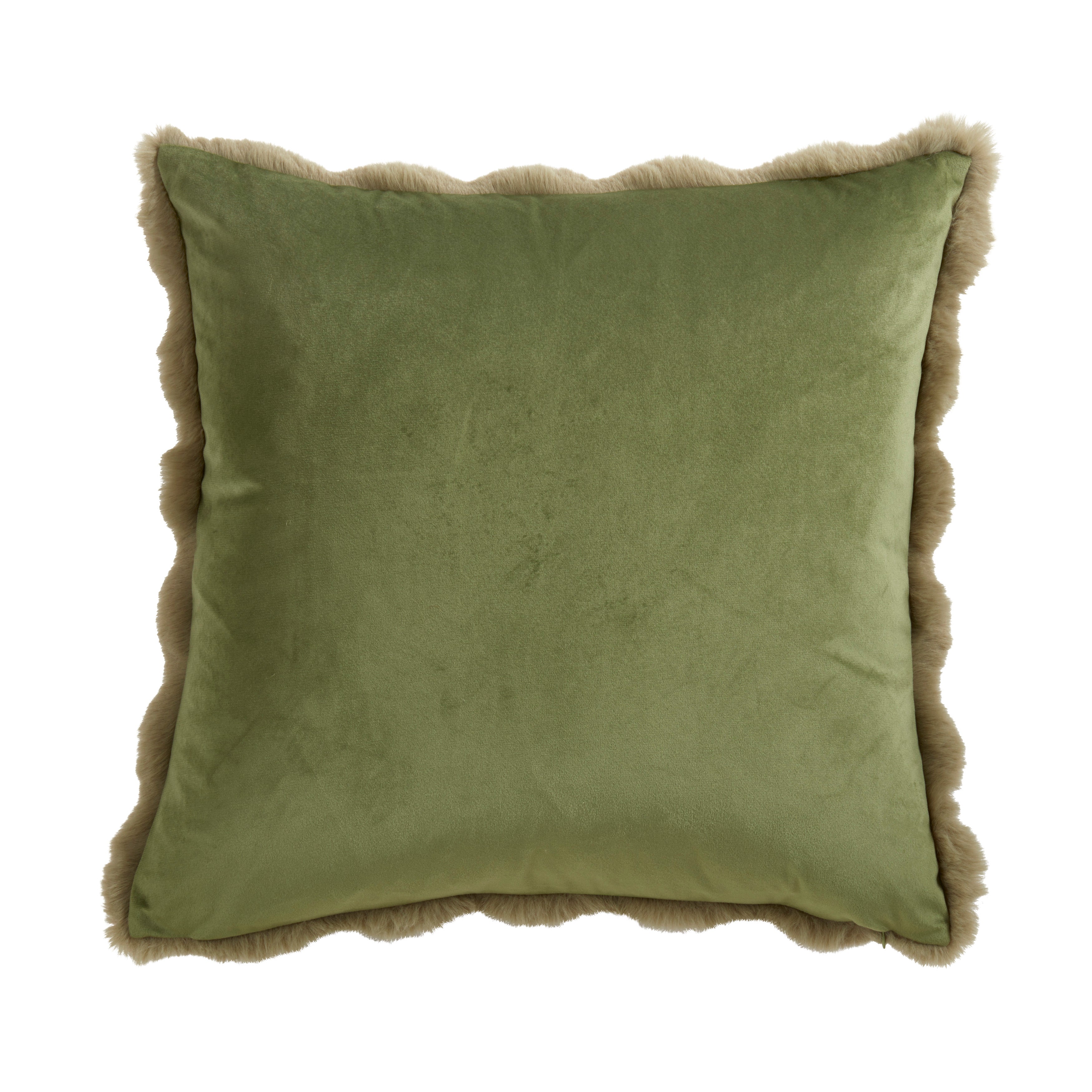 Plush Faux Fur Poly Filled Throw Pillow