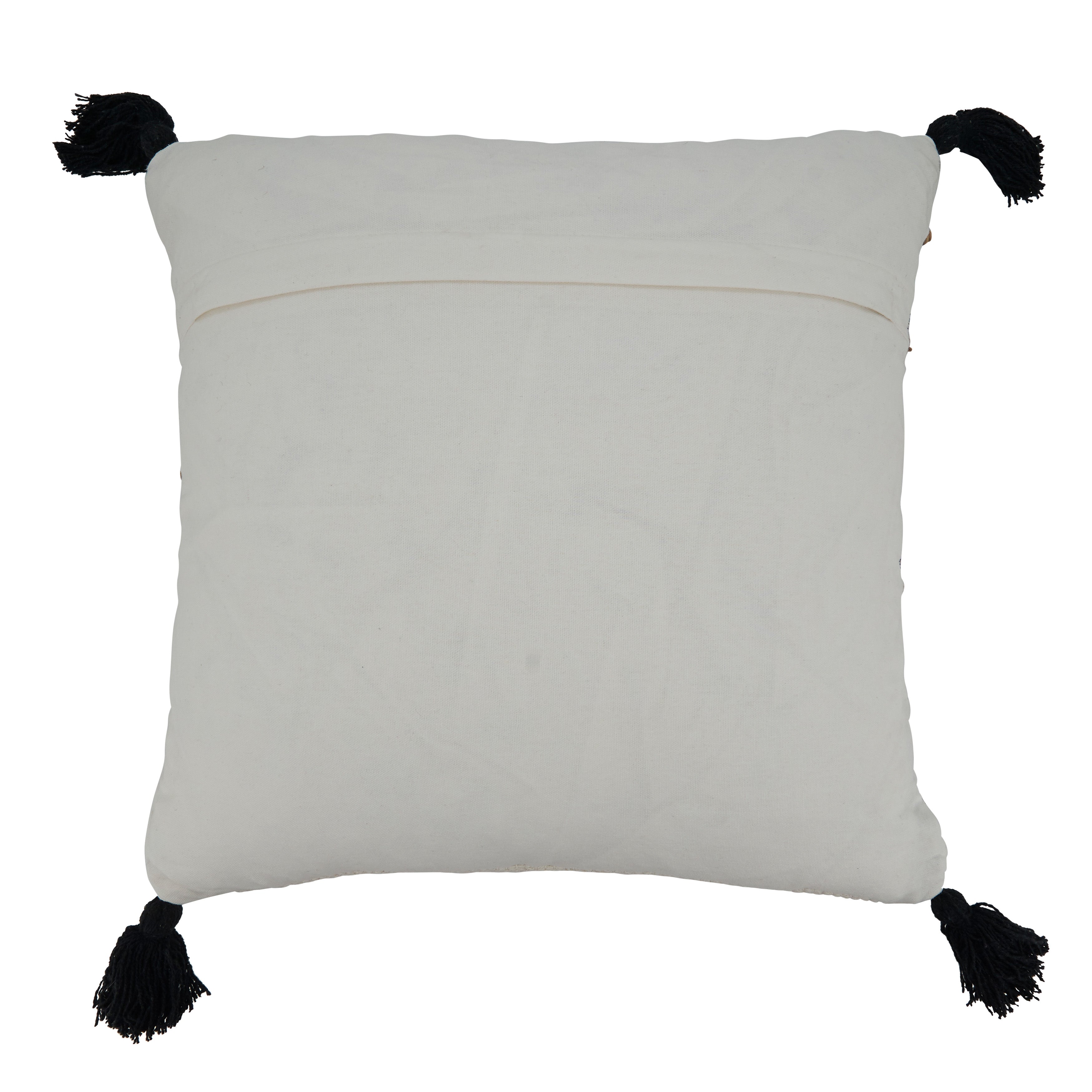 Striped Tassel Corners Poly Filled Throw Pillow