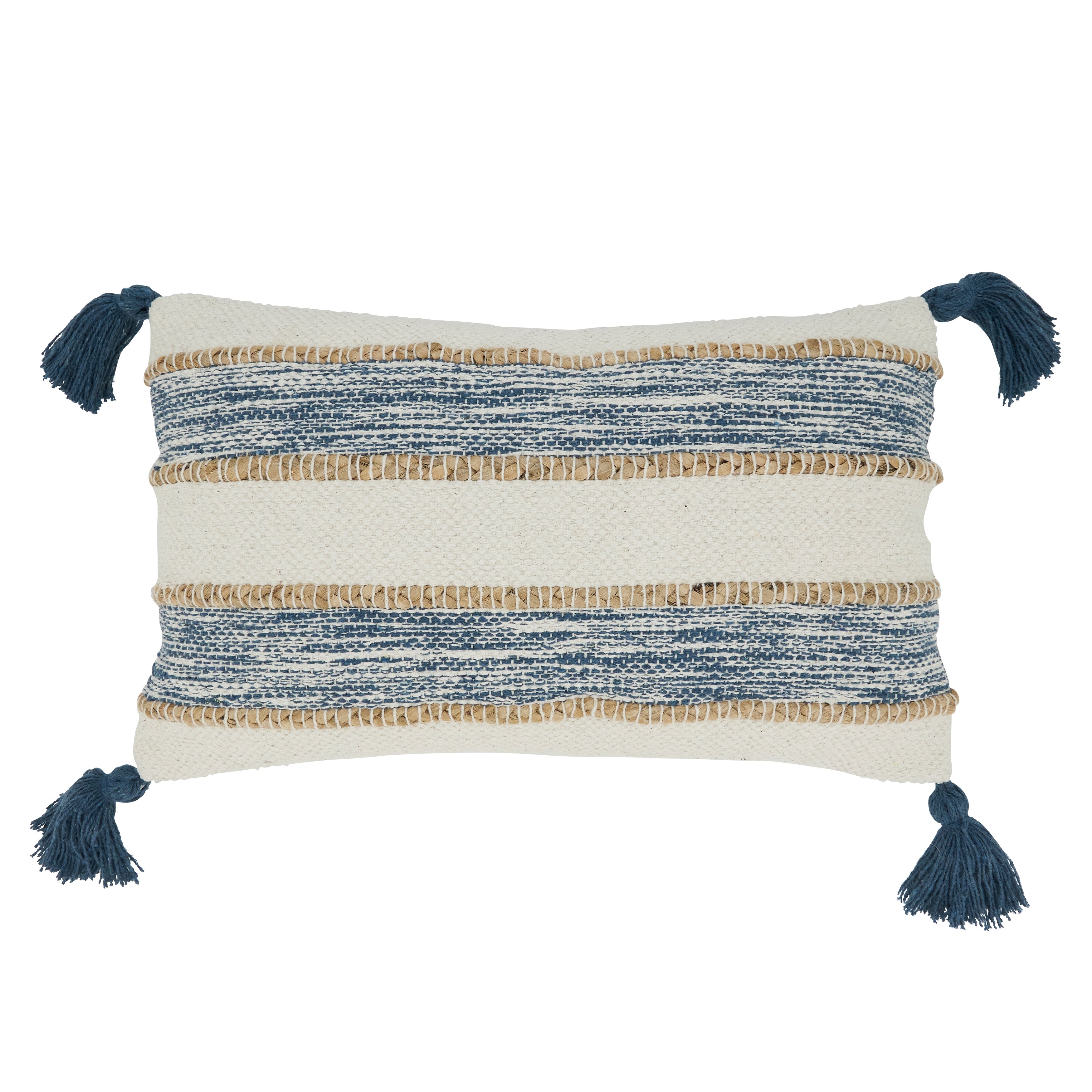 Striped Tassel Corners Poly Filled Throw Pillow