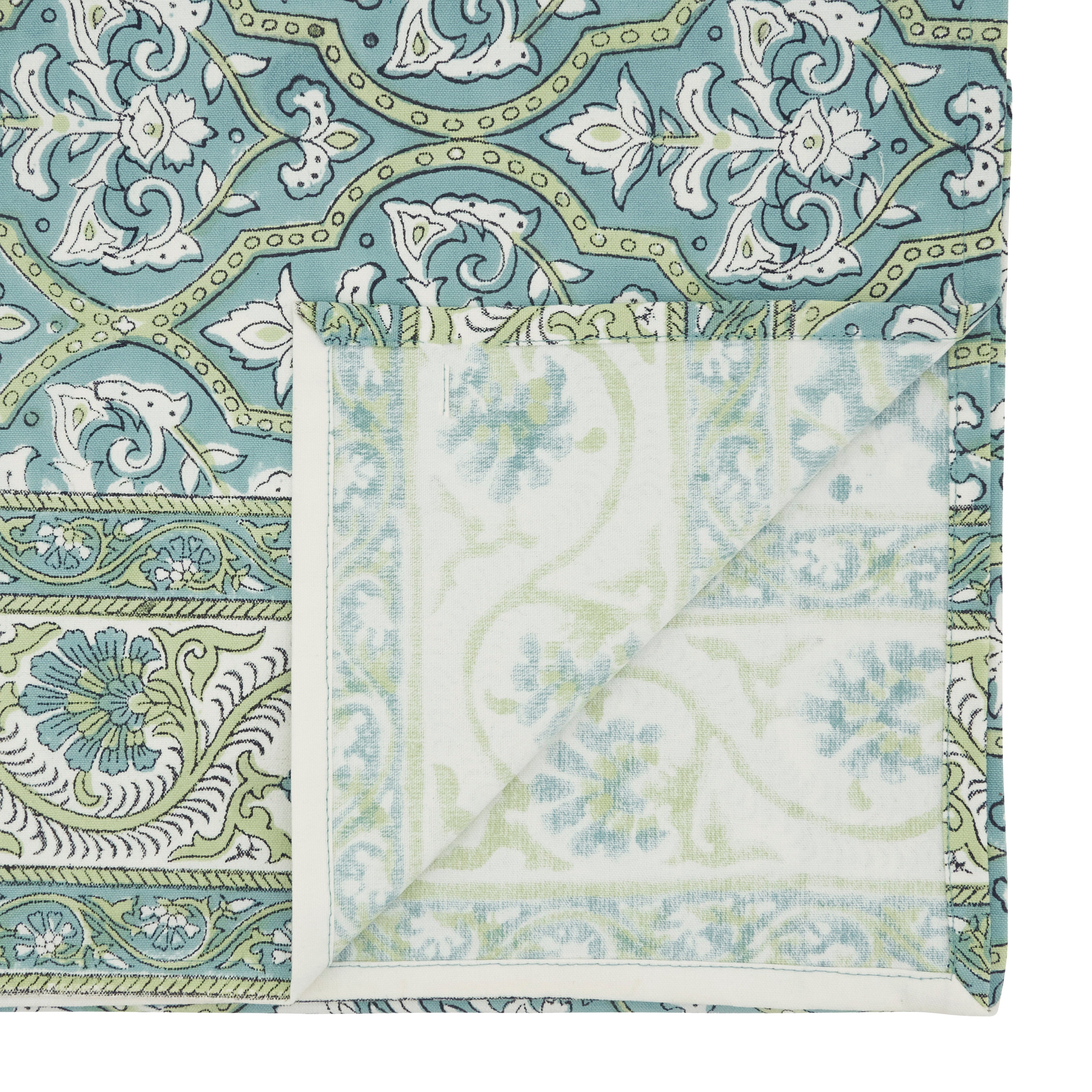 Ornate Printed Medallion Table Runner with Decorative Border
