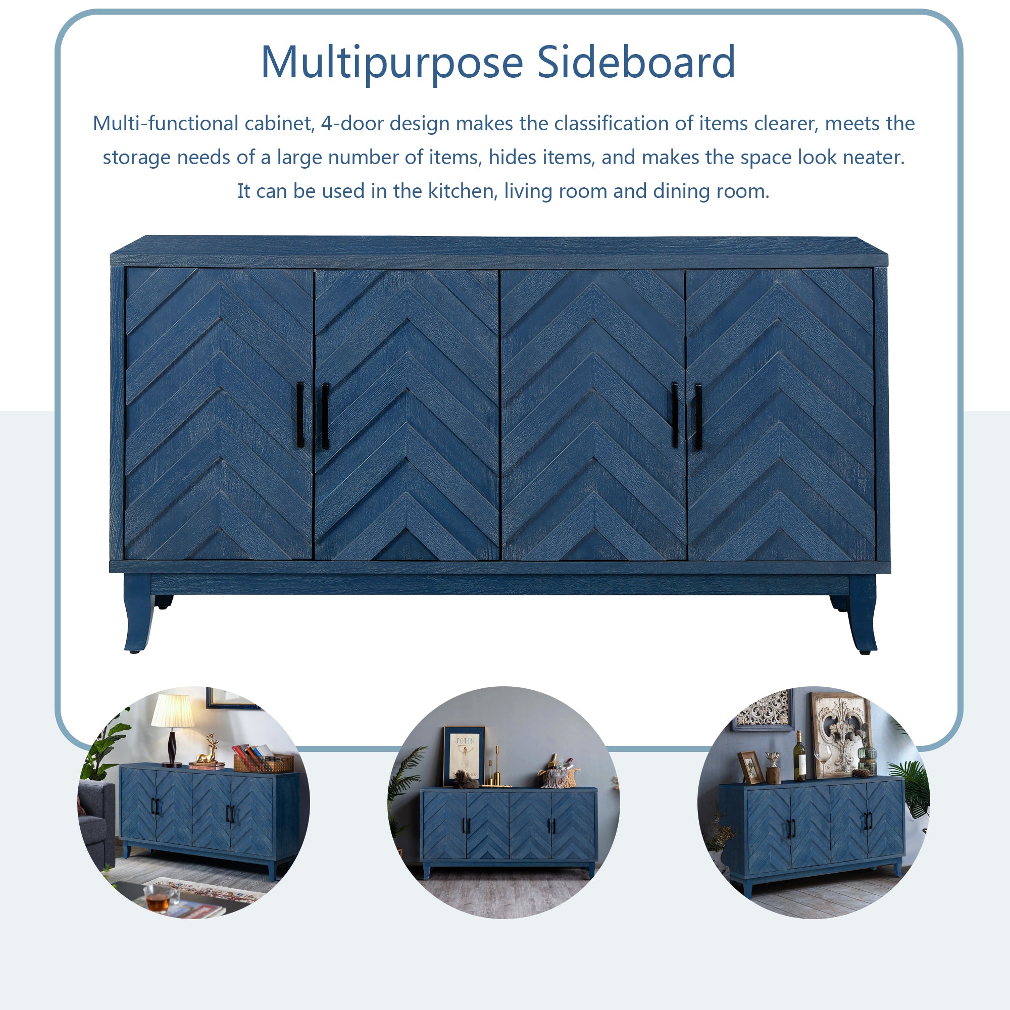 Chevron 4-Door Sideboard Cabinet